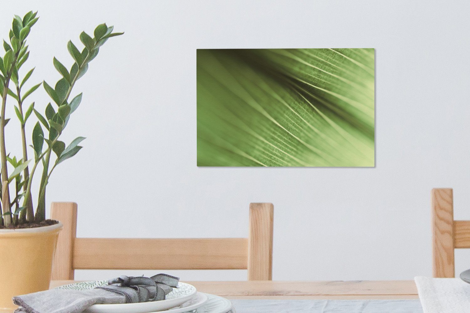 OneMillionCanvasses® Leinwandbild Makroaufnahme eines 30x20 Blattes, Leinwandbilder, (1 grünen cm St), botanischen Wanddeko, Aufhängefertig, Wandbild