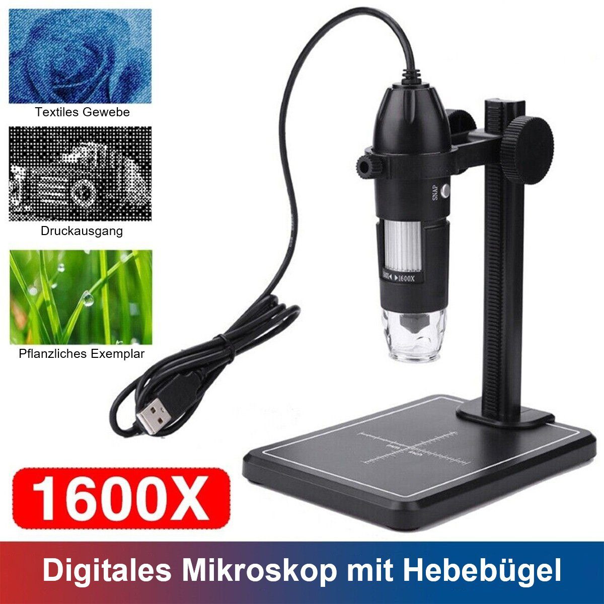 yozhiqu 1600X elektronisches Digitalmikroskop, 8 LED-Vergrößerungskamera USB-Mikroskop (Hohe Vergrößerung (1600X), 8 LED-Lichter - Leistungsstarkes)