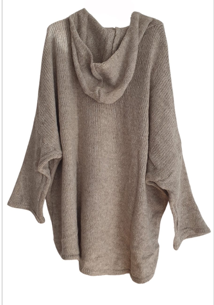 Charis Moda Hoodie Strickpullover asymmetrischer Schnitt im Oversize Look günstig online kaufen
