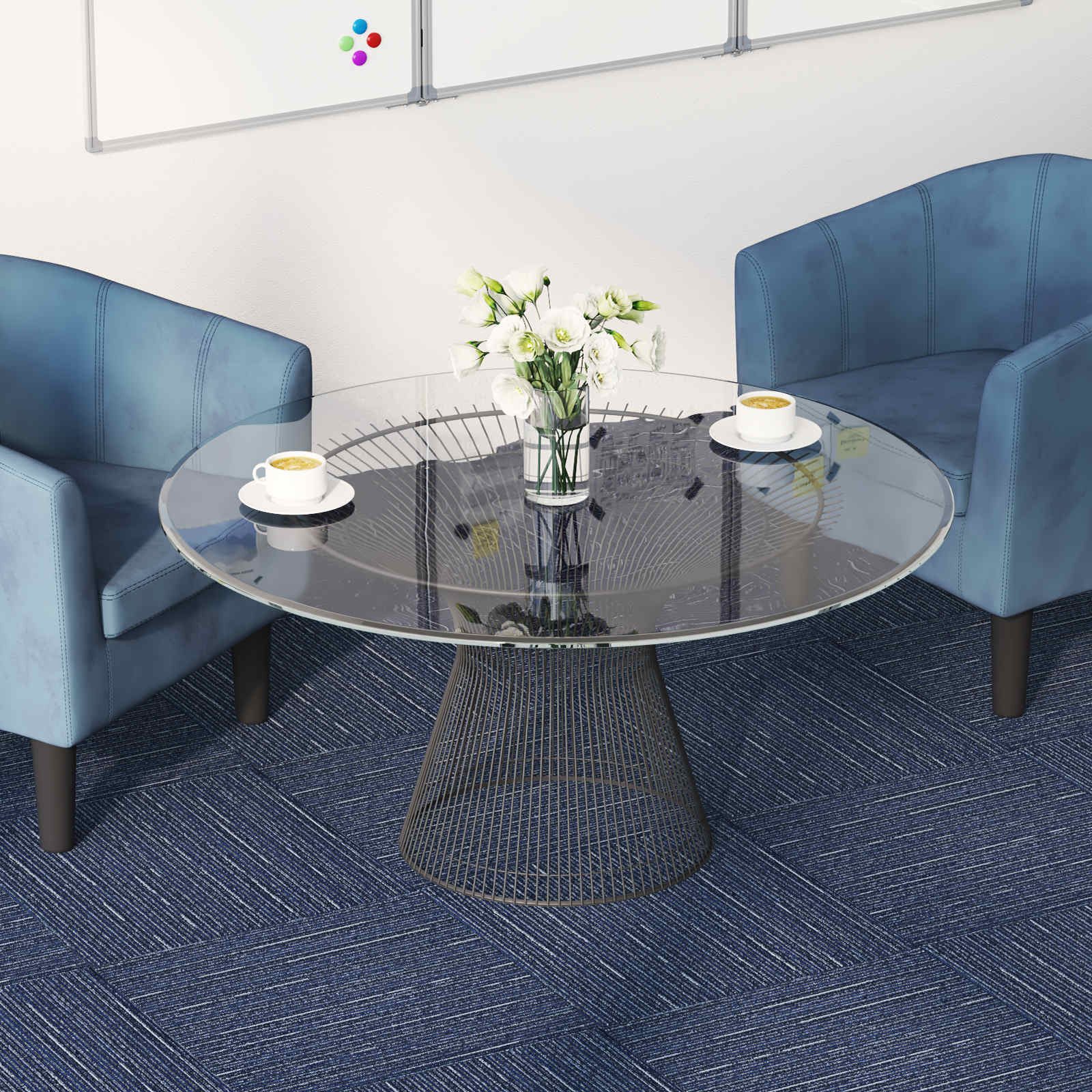vidaXL Vinyllaminat 50 x 50 cm Teppichfliese Gestreift Blau 50x50 cm 20er Set PP und Bitum