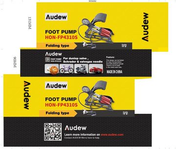 AUDEW Fußpumpe Hochleistungs-Doppel-Fußpumpe von Audew (Adapter für Bälle/Fahrradreifen und Autoreifen), einfaches effizientes Aufpumpen