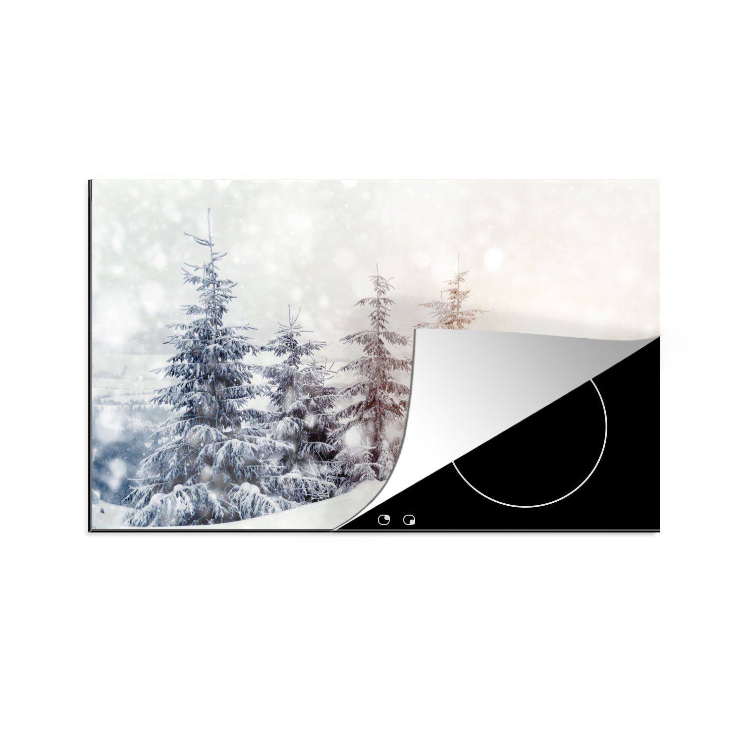 MuchoWow Herdblende-/Abdeckplatte Baum - Schutz cm, küche, Schnee Vinyl, Winter, Induktionskochfeld (1 die für 80x52 Ceranfeldabdeckung tlg), 
