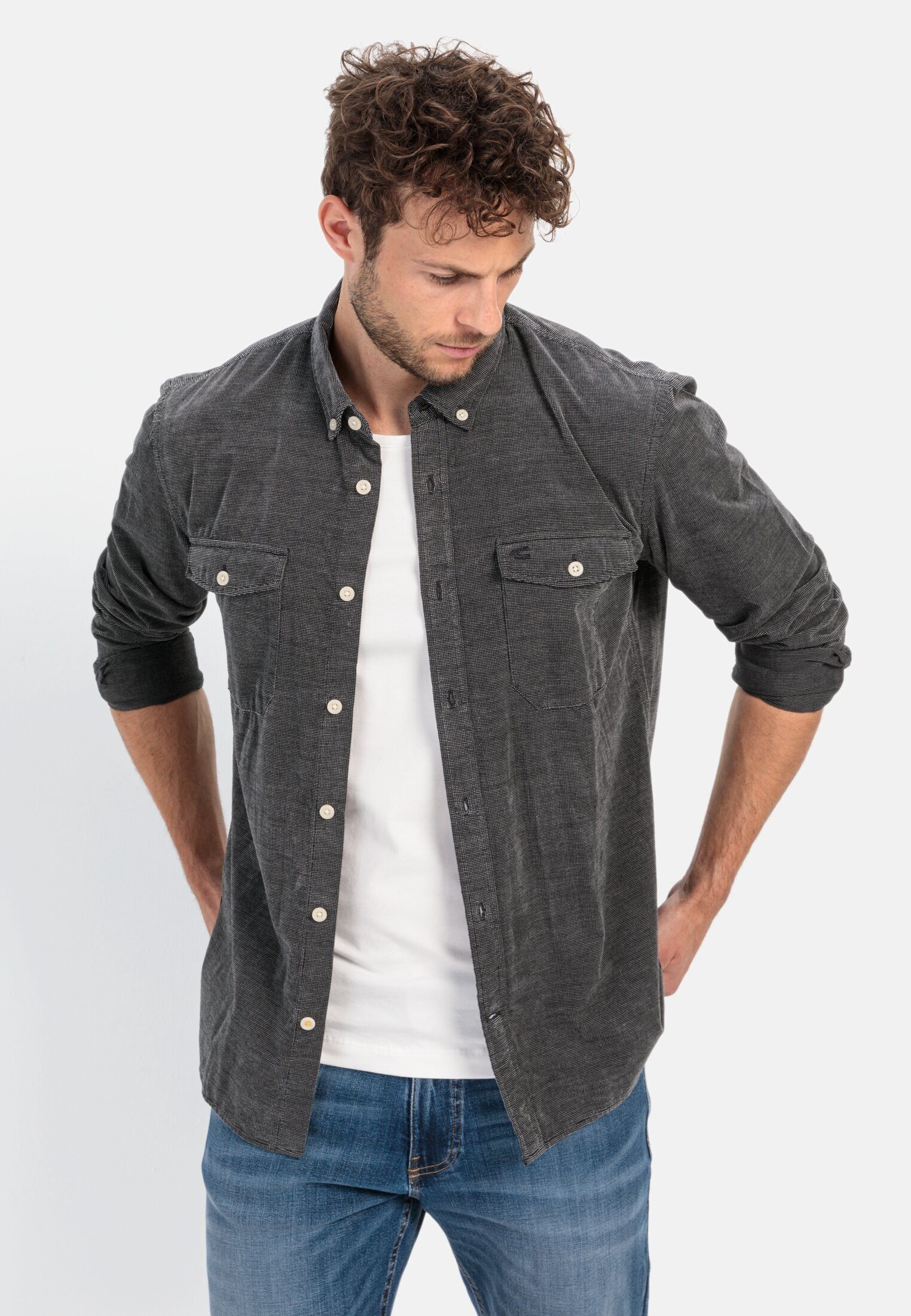 Langarmhemd in Regular Fit aus Cord
