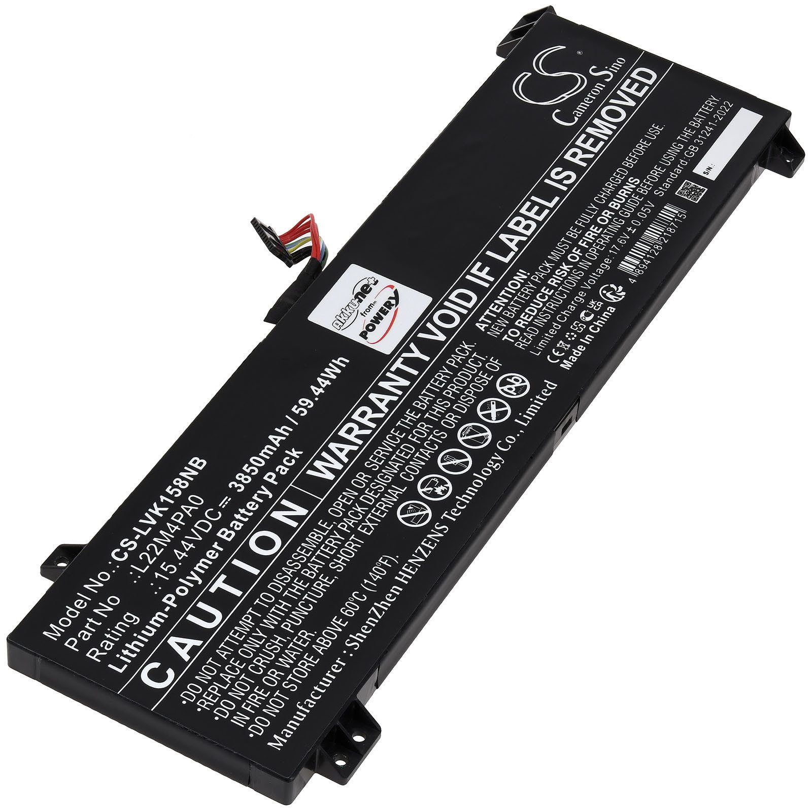 Powery Akku für Lenovo Typ L22L4PA0 Laptop-Akku 3850 mAh (15.44 V)