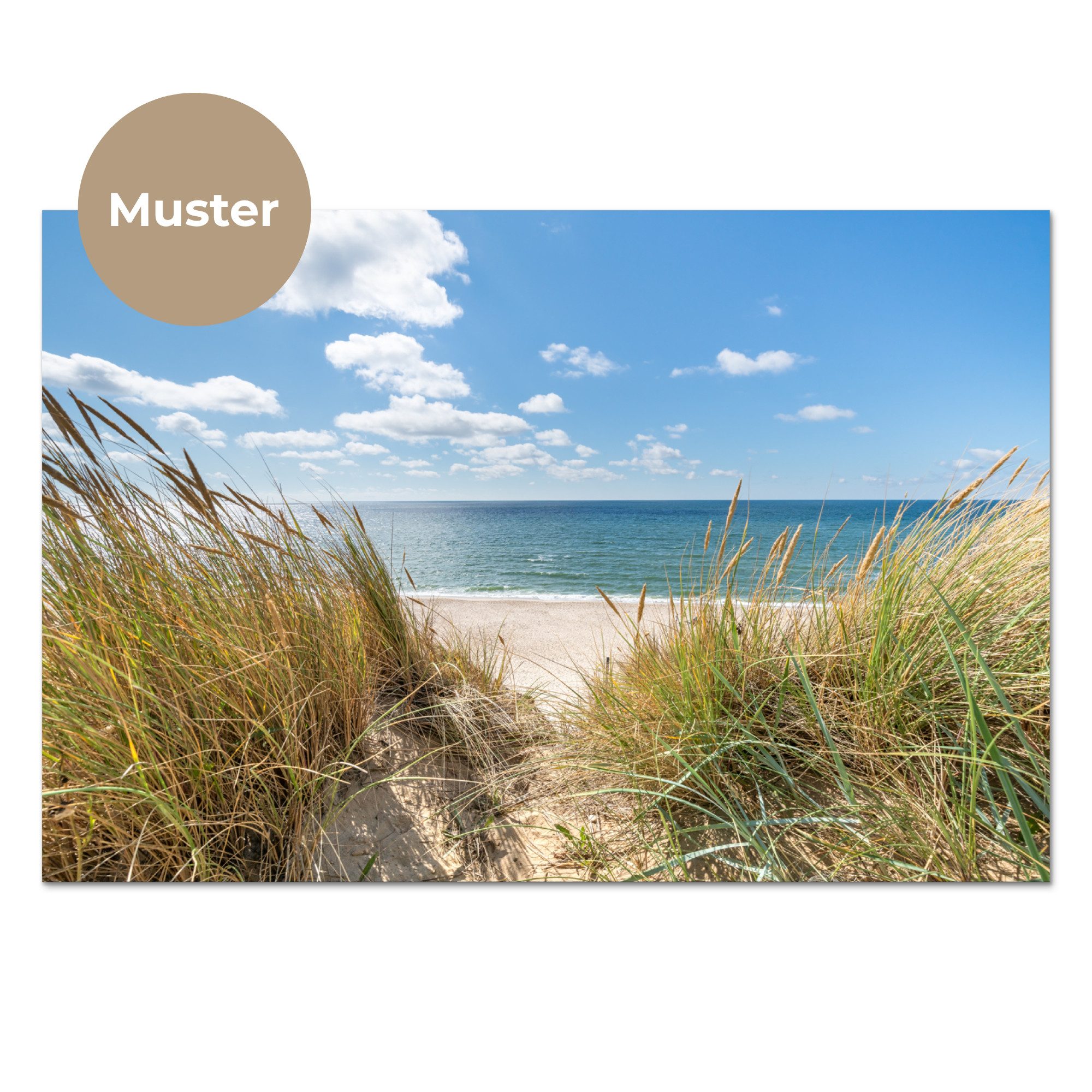 KitchenYeah Küchenrückwand Muster selbstklebend (keine Folie) Düne - Gras - Meer - Strand, (1-tlg), Spritzschutz, Küche, Rückwand, Küchenwand, Küchenfront, 30x20 cm