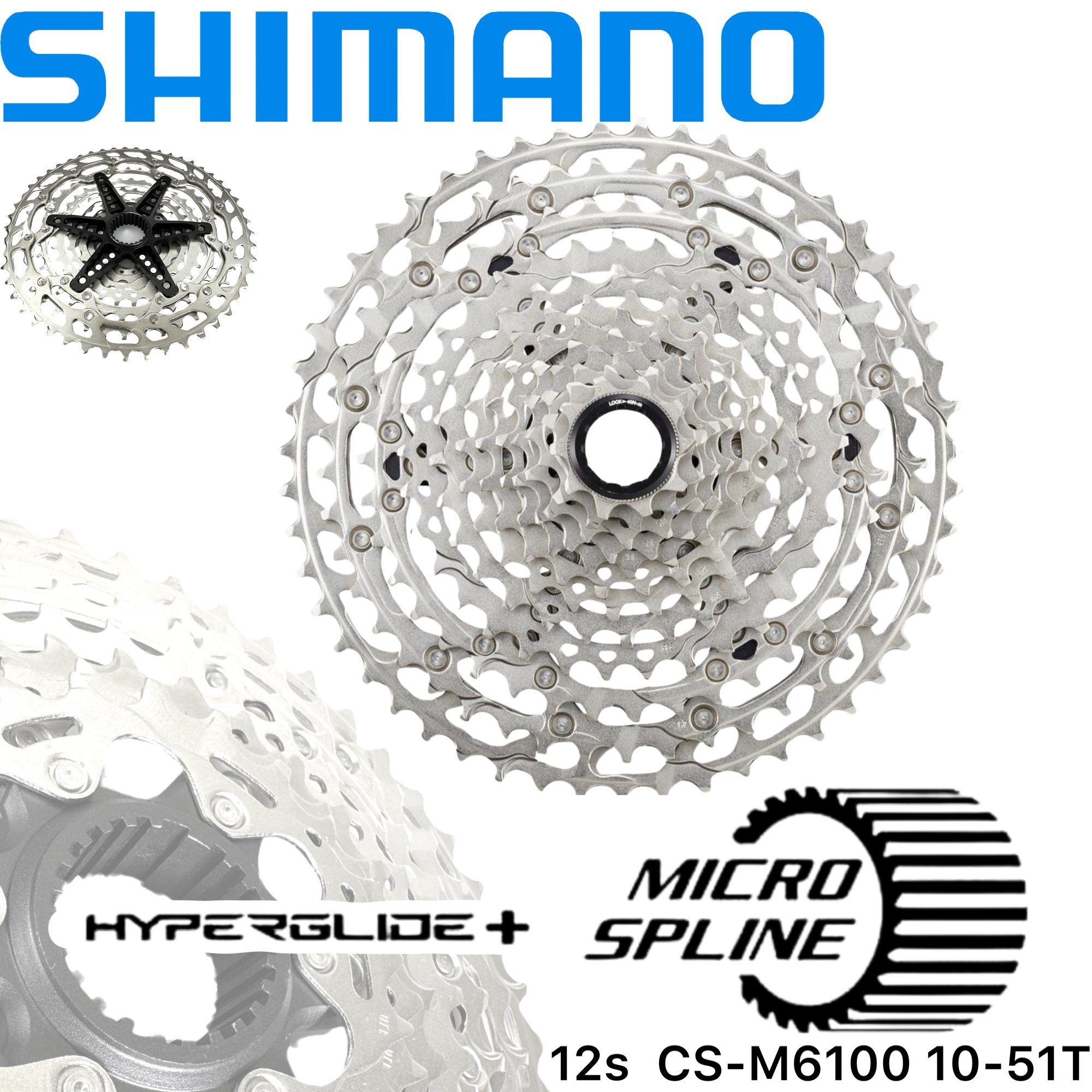 Shimano Fahrradkurbel Shimano Kassette Deore CS-M6100 12-Fach MTB Ebike 10-51 Z Micro Spline