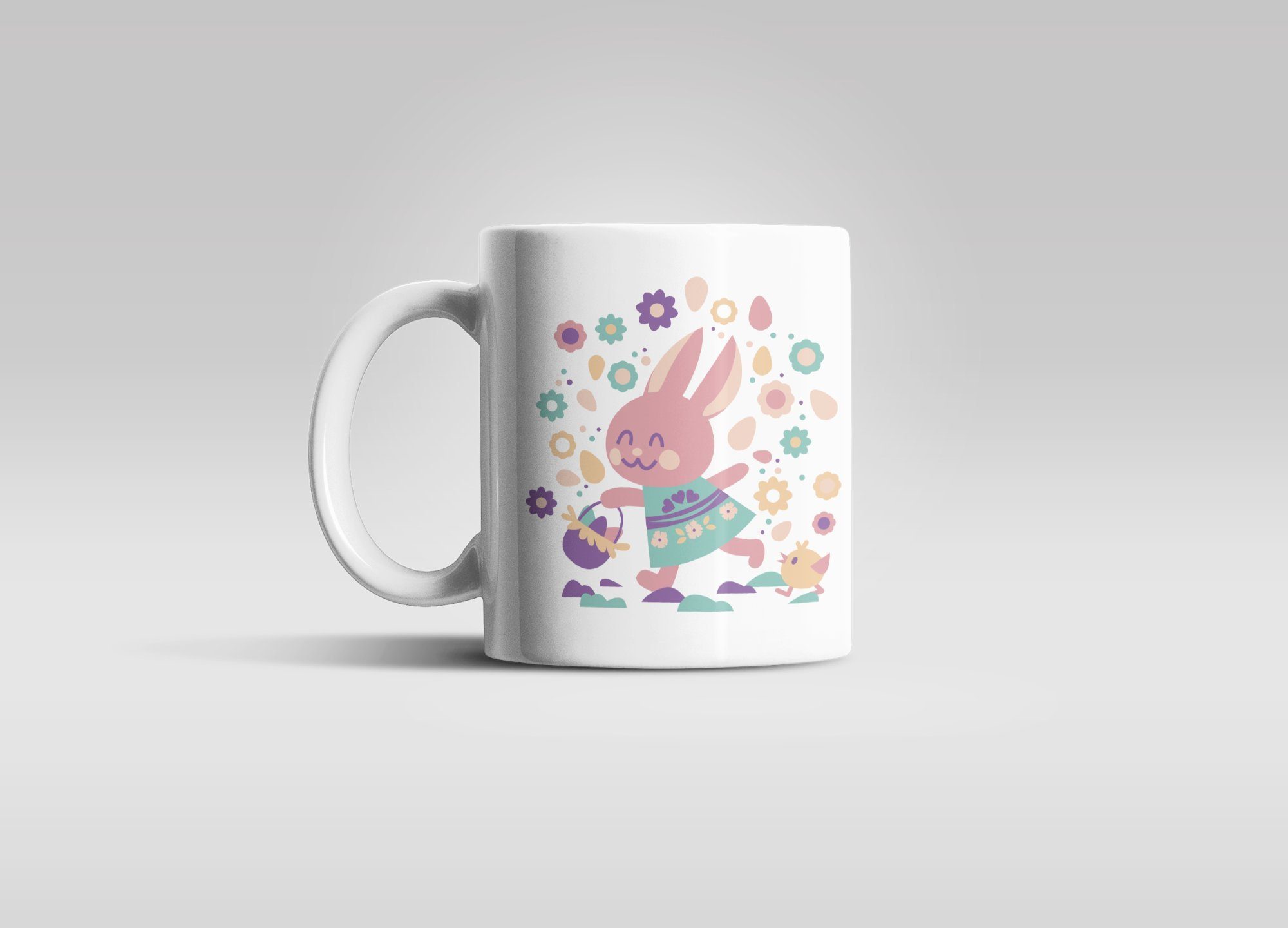 WS-Trend Tasse Osterhase Kakaotasse Kaffeetasse mit beidseitigem Motiv, Keramik, 330 ml