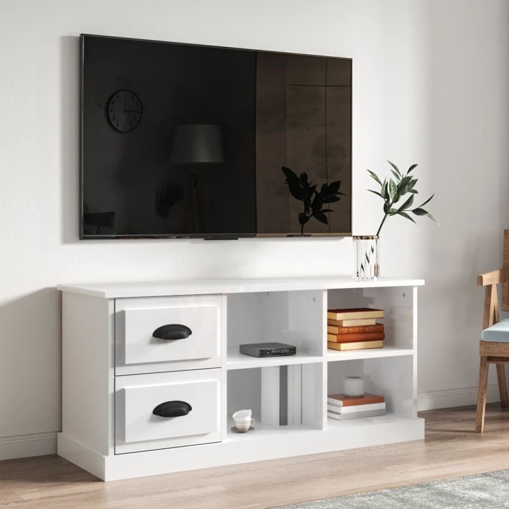 furnicato TV-Schrank Hochglanz-Weiß 102x35,5x47,5 cm Holzwerkstoff