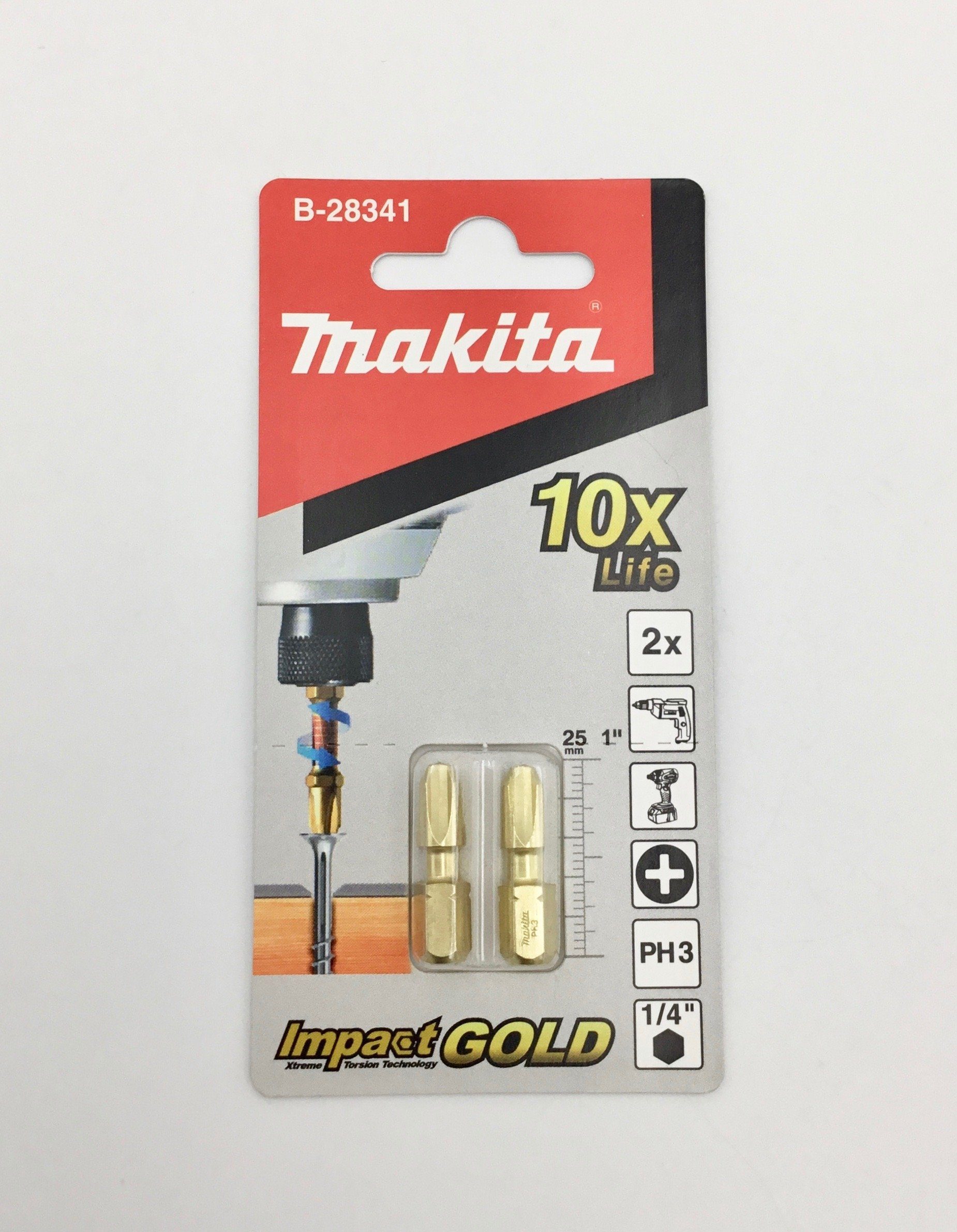 Makita Bit-Set Bit PH3 Impact Gold Torsion 25mm / 2 Stück B-28341