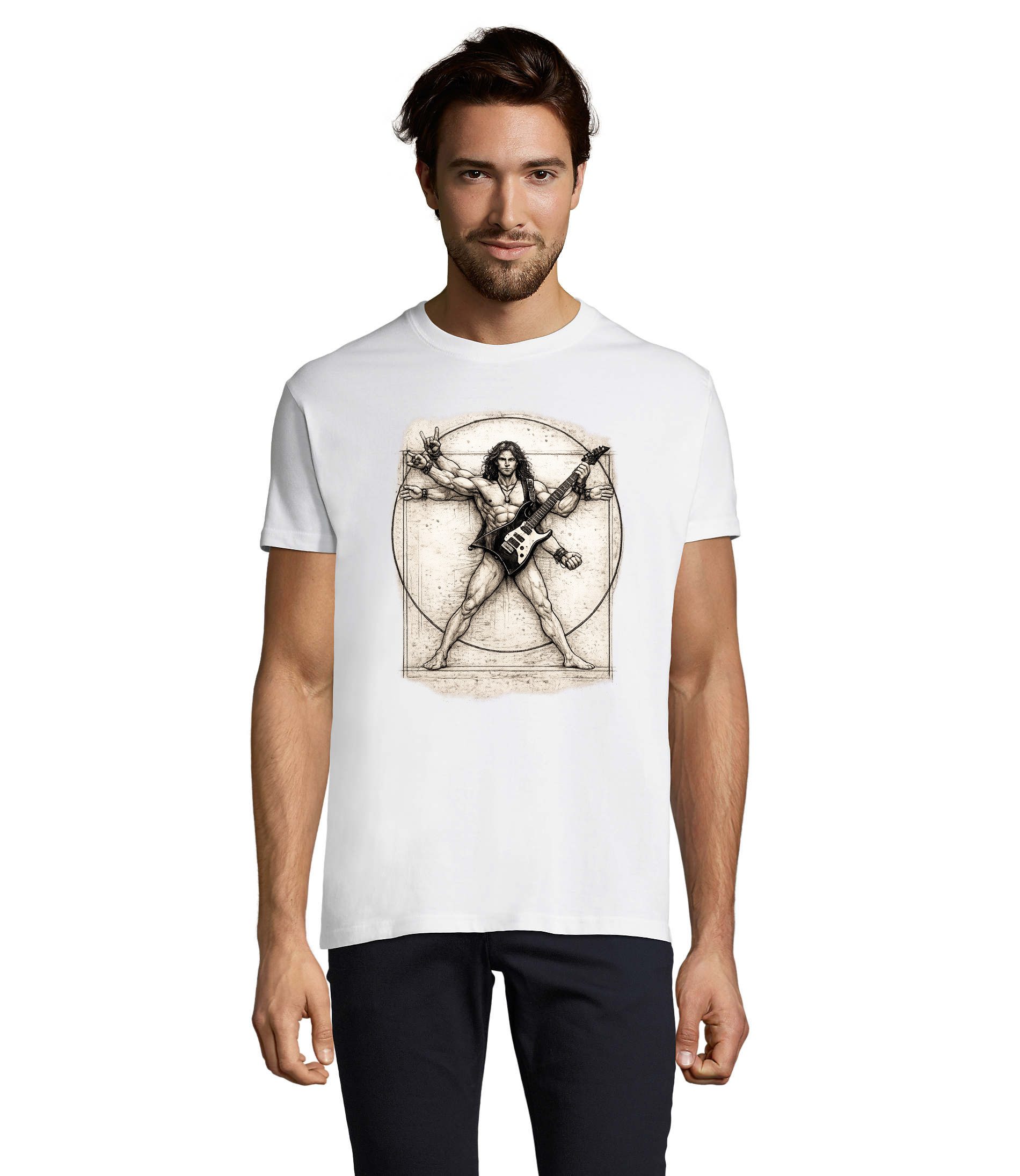 T-Shirt VitruvianischDaVinciGitarre H Tee Herren T Shirt Print Motiv