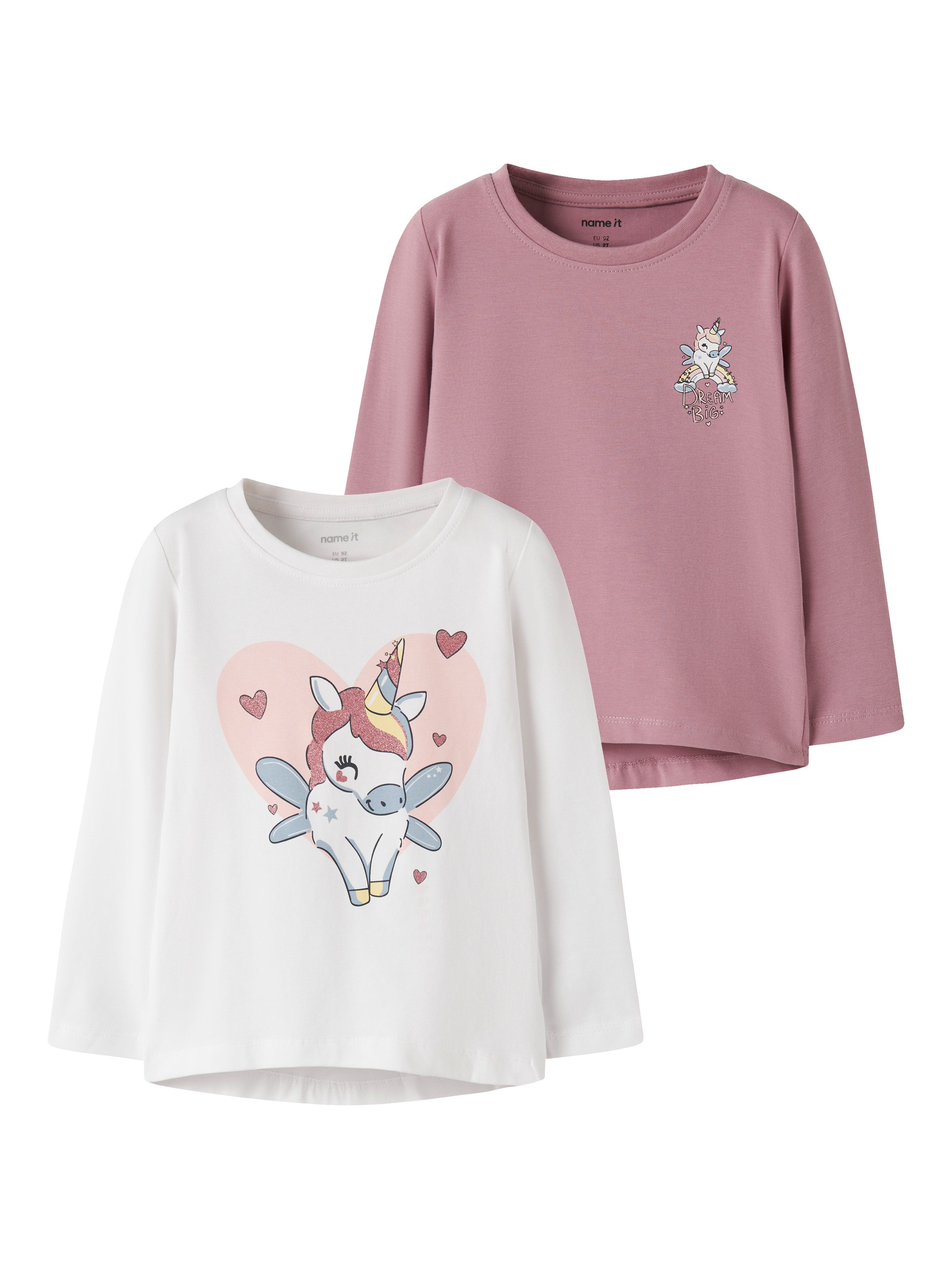 Name It T-Shirt NMFVIX 2P LS TOP (Packung, 2-tlg., 2er-Pack) Baumwollmischung, Druck
