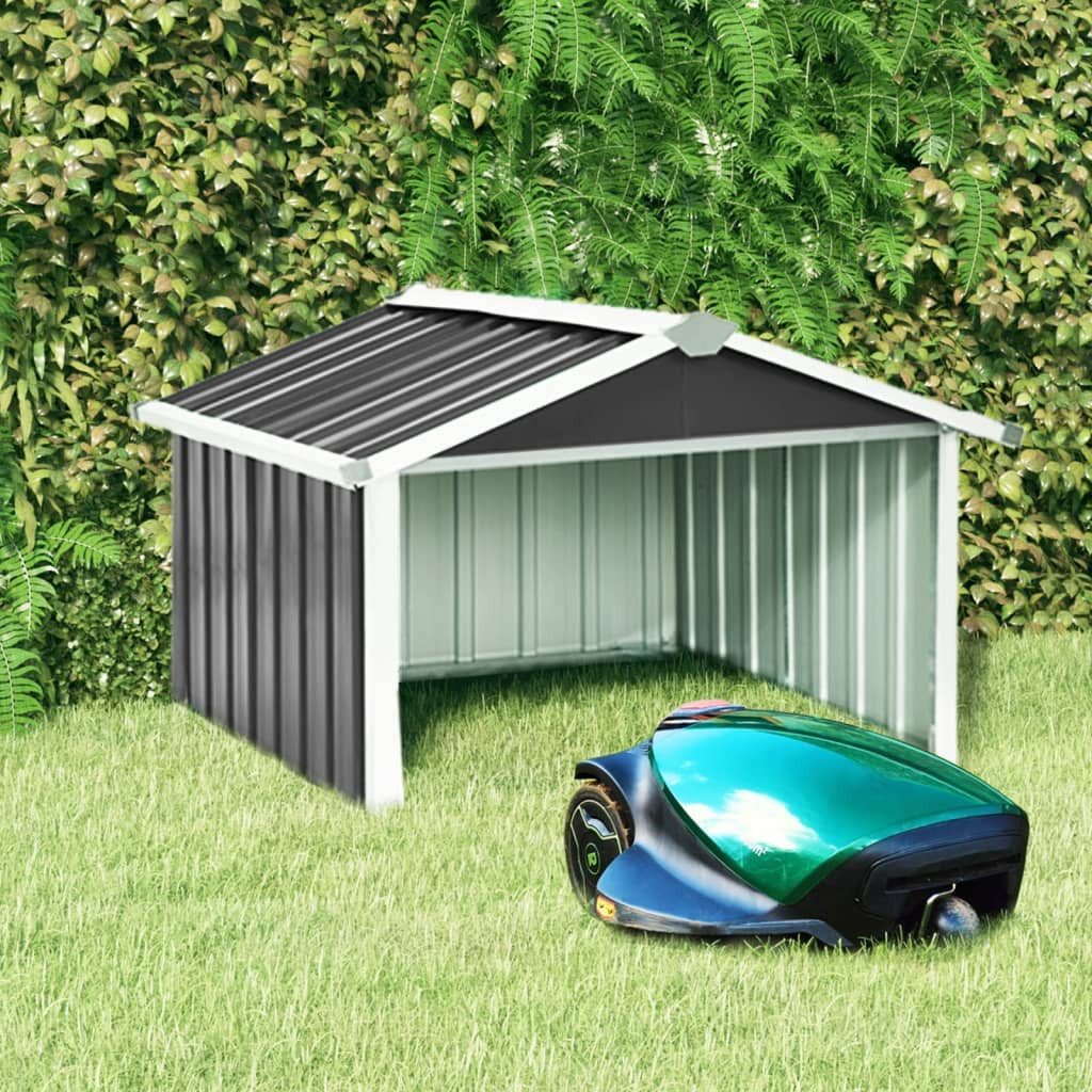 vidaXL Mähroboter-Garage NA Rasenmäher Garage 92x97x63 cm Verzinkter Stahl Anthrazit für Mährob, BxTxH: 92x97x63 cm