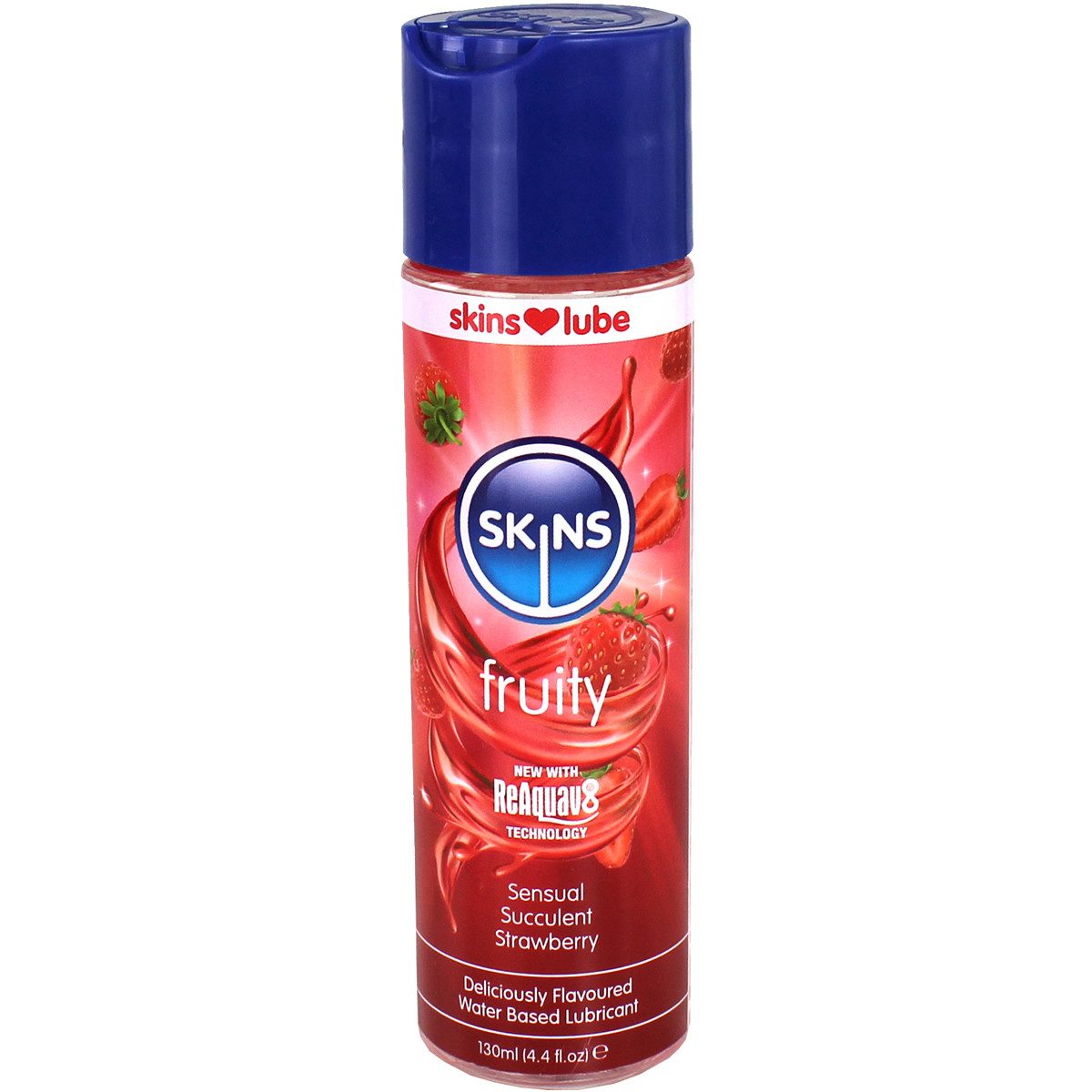 Skins Gleitgel Fruity - Sensual Succulent Strawberry, Flasche mit 130ml, 1-tlg., Erdbeer Gleitgel mit natürlichen Fruchtaromen