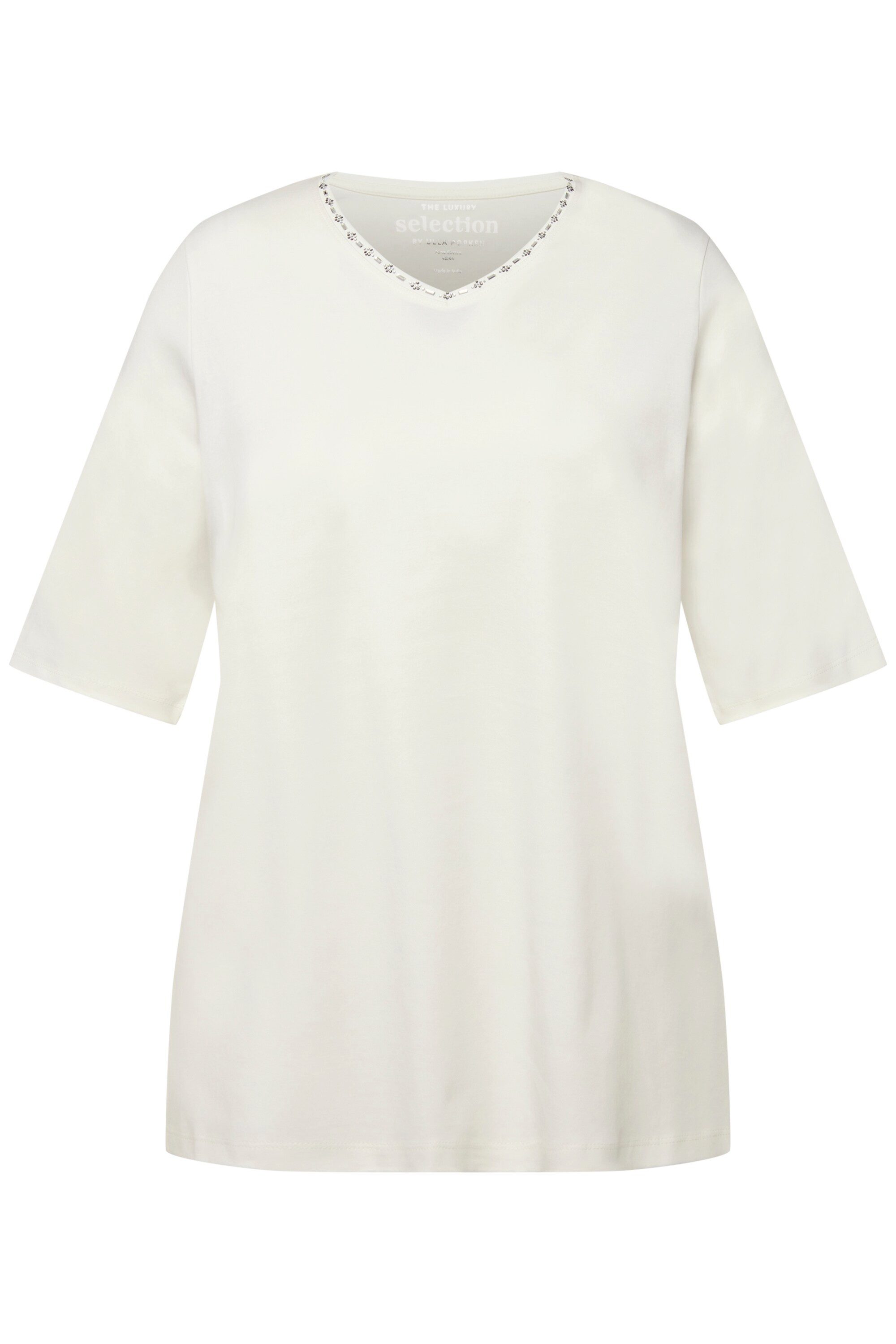 Ulla Popken T-Shirt T-Shirt A-Linie V-Ausschnitt günstig online kaufen