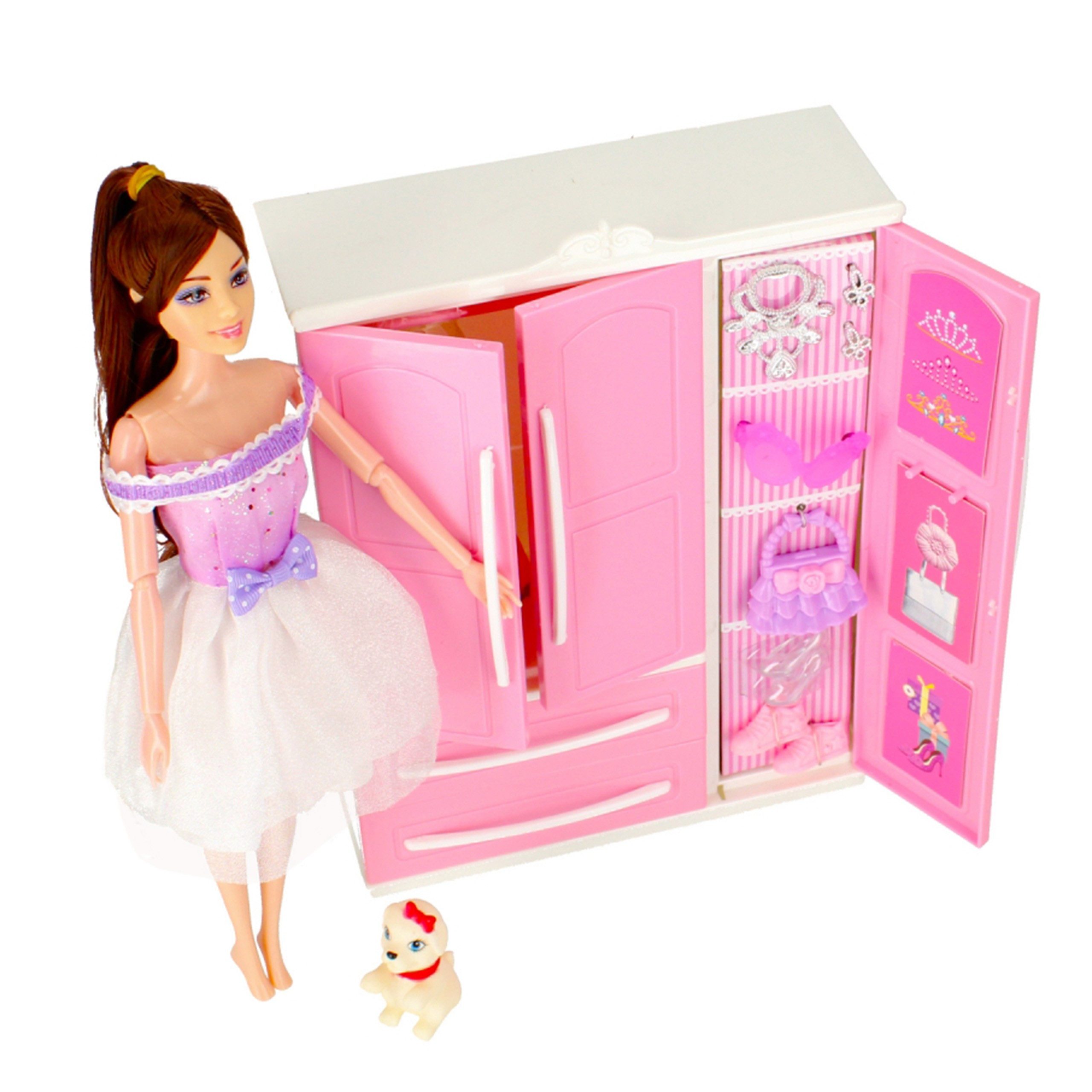 Mega Creative Puppenkleiderschrank Puppe, 29 cm, mit Zubehör, Kleiderschrank 3+ MEGA CREATIVE