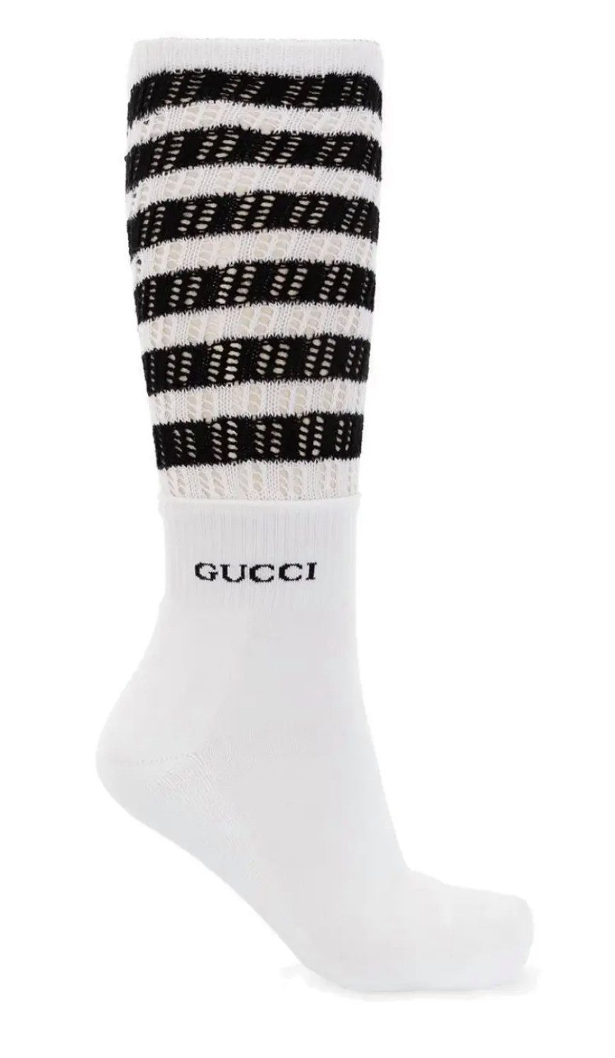 GUCCI Tennissocken Doppellagigem Sneakersocken Mit doppellagigem Streifendesign