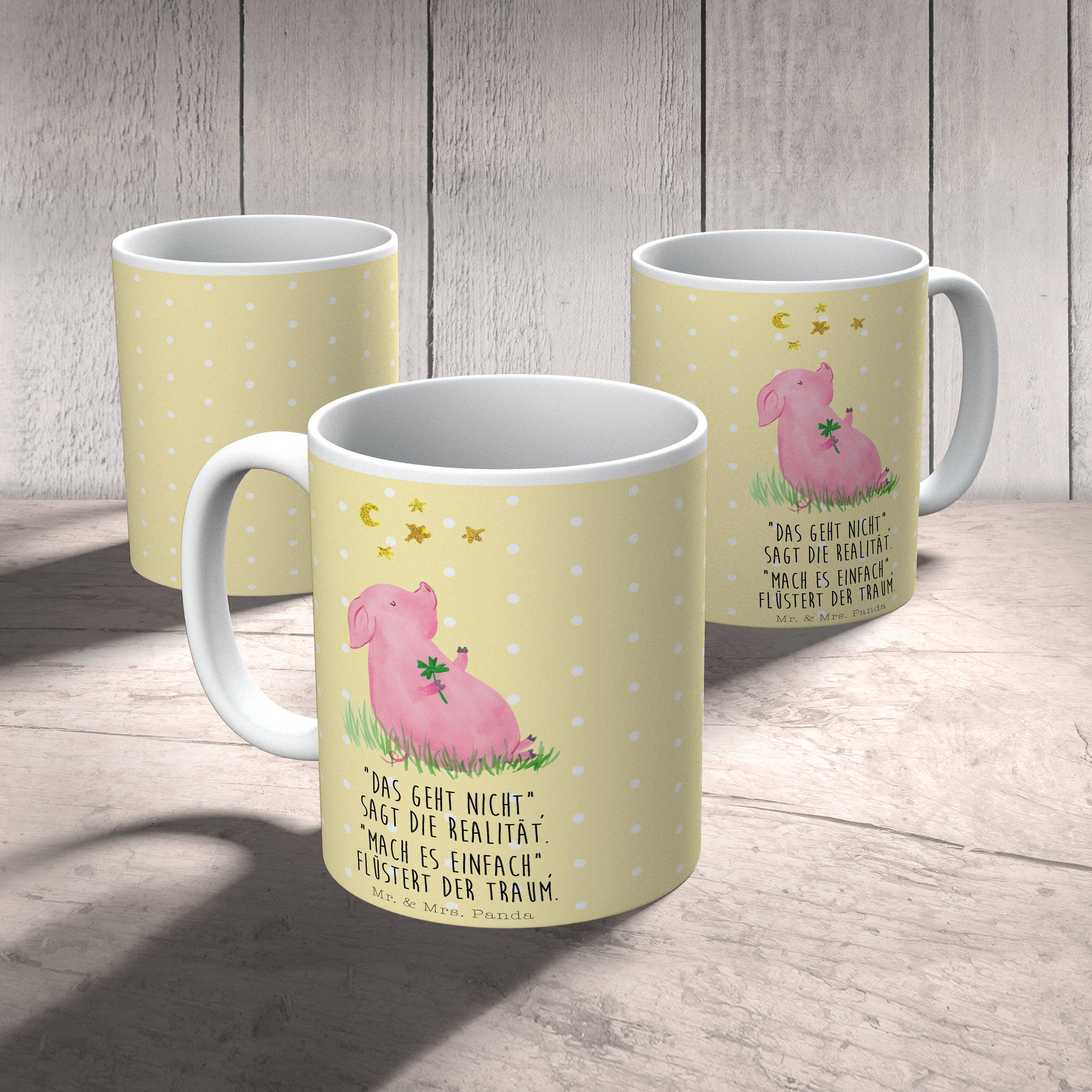 Mrs. Glücksschwein Tasse Sprüche, Mr. lustige Panda & - Pastell - Gelb Tasse Sprüc, Keramik Geschenk,