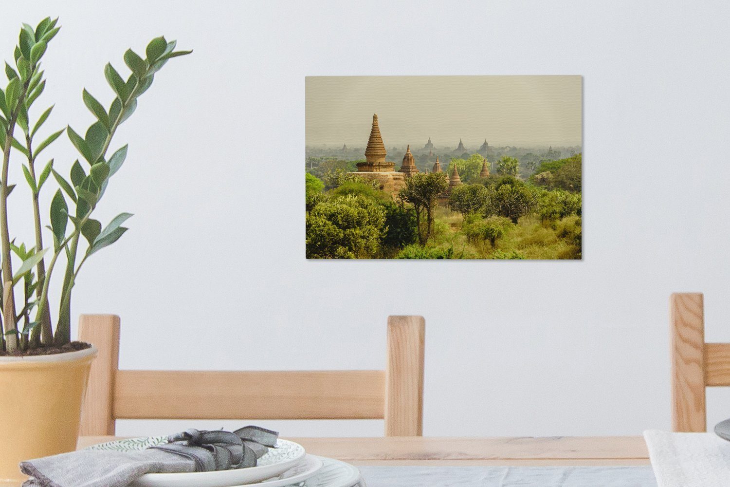 Leinwandbilder, Asien, Wandbild St), Wanddeko, OneMillionCanvasses® Myanmar Leinwandbild Aufhängefertig, (1 30x20 Bagan-Tempel cm in