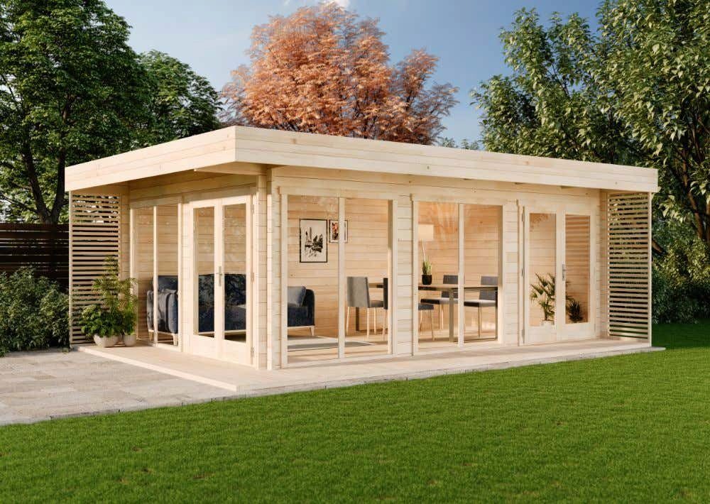 Alpholz Gartenhaus Holz Gardenlounge Viva B, BxT: 668x472 cm, in Naturbelassen mit 44mm Wandstärke