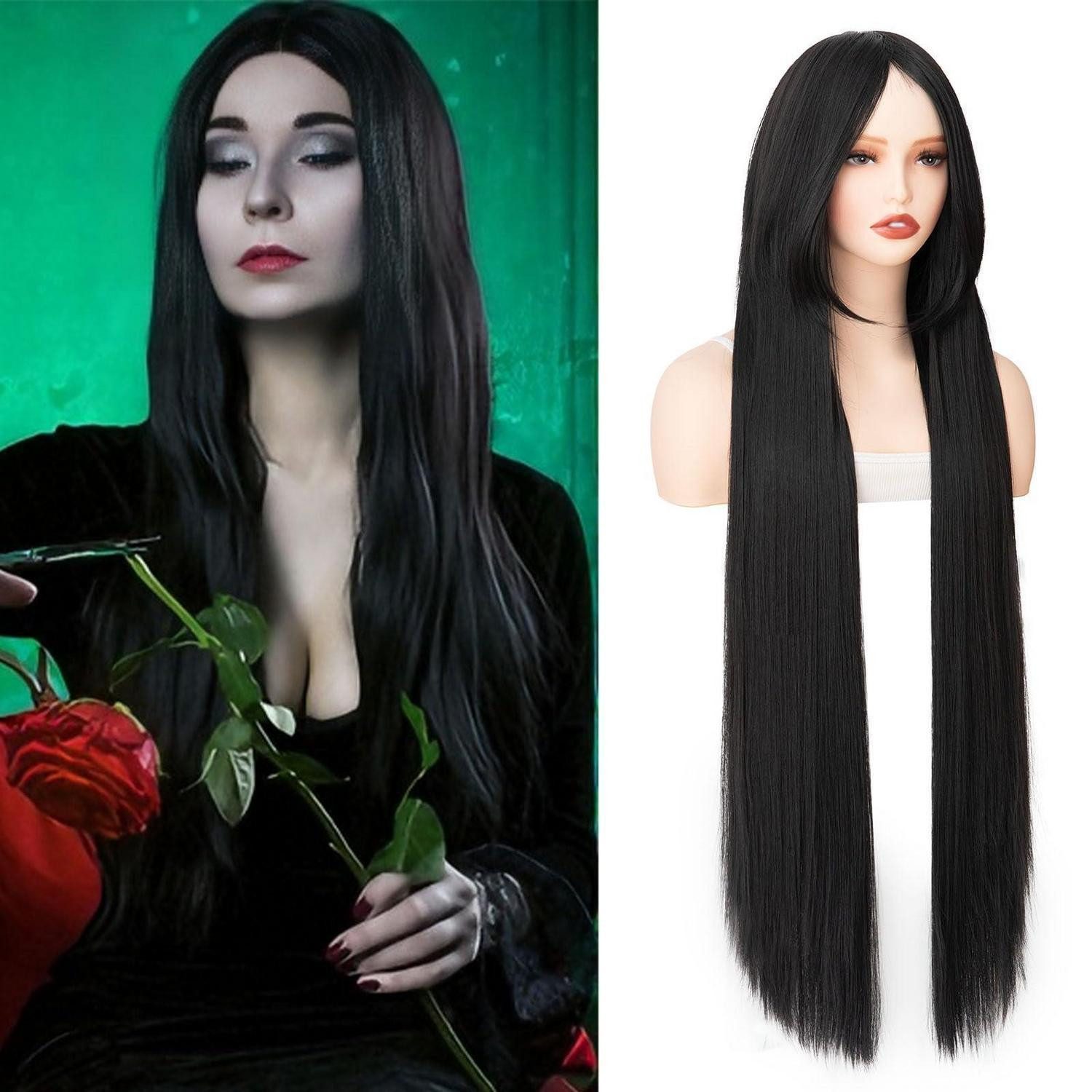 Kostüm-Perücke Perücke Pony 40 Zoll Kostüm Halloween Cosplay Schwarz-mit Pony 40 Zoll