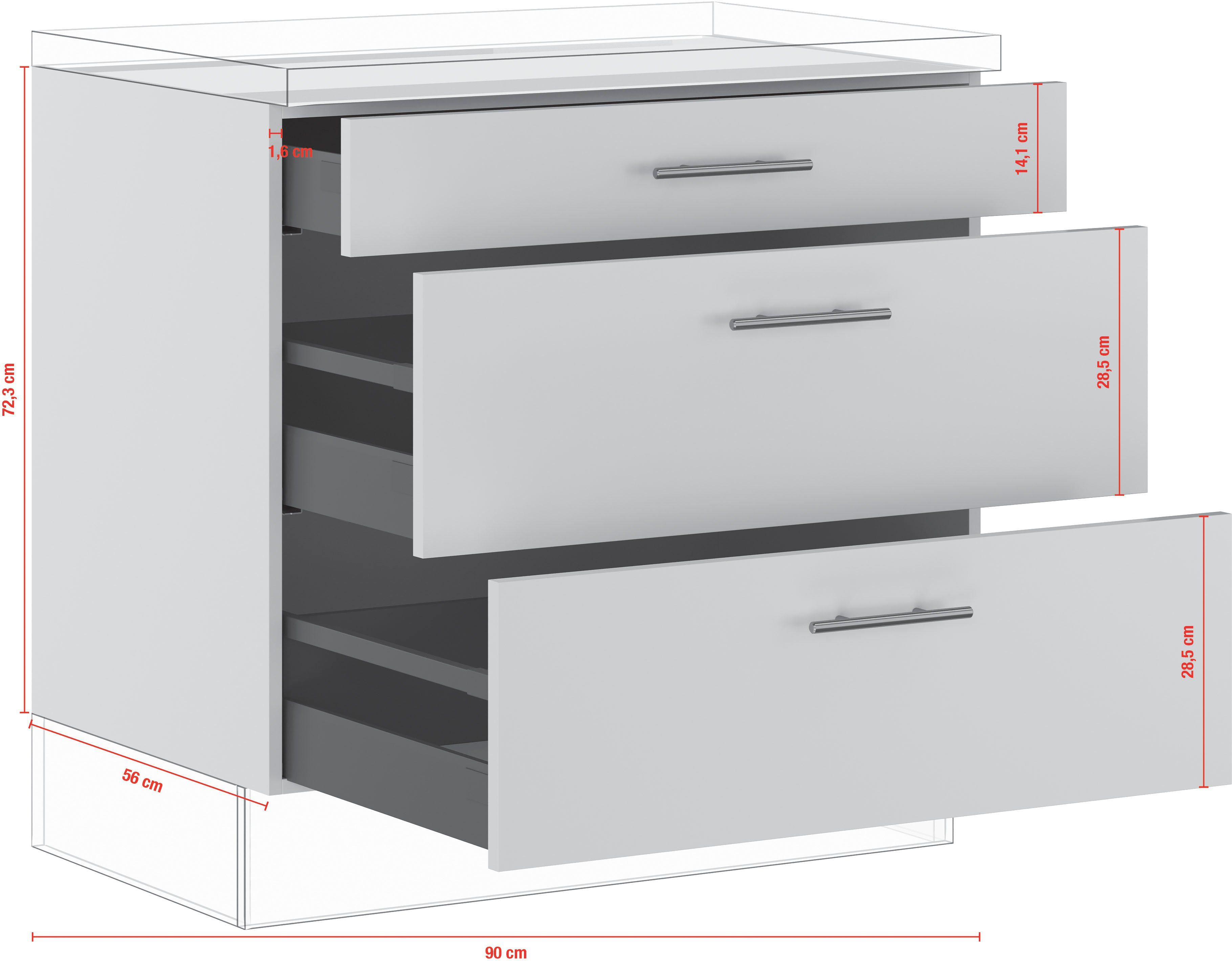 IMPULS KÜCHEN Auszugsunterschrank Grey Beton-Optik | Schiefer dunkelgrau Space