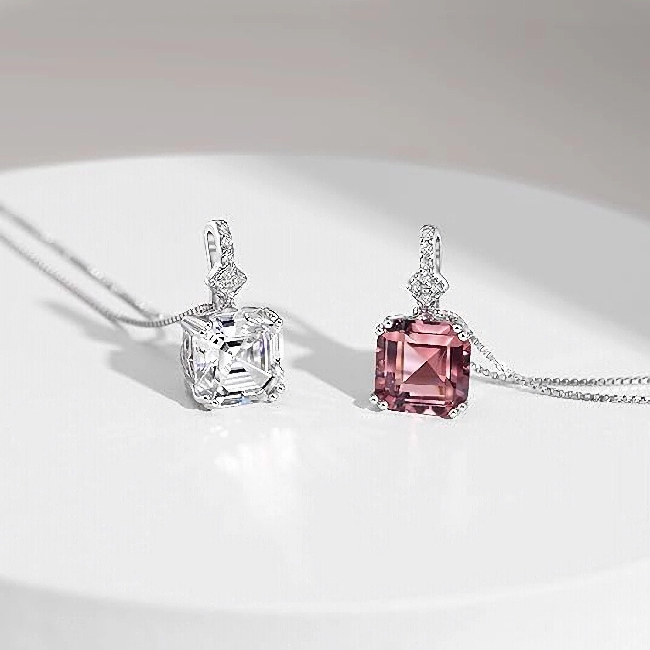 Jumpeak Fußkette mit Anhänger 2 Karat Ascher Schnitt Lab Diamant Halskette, 14K Gold (585 Gold), D Vs1 2EX mit IGI Zertifikat, Exklusiver Luxus-Schmuck für Damen