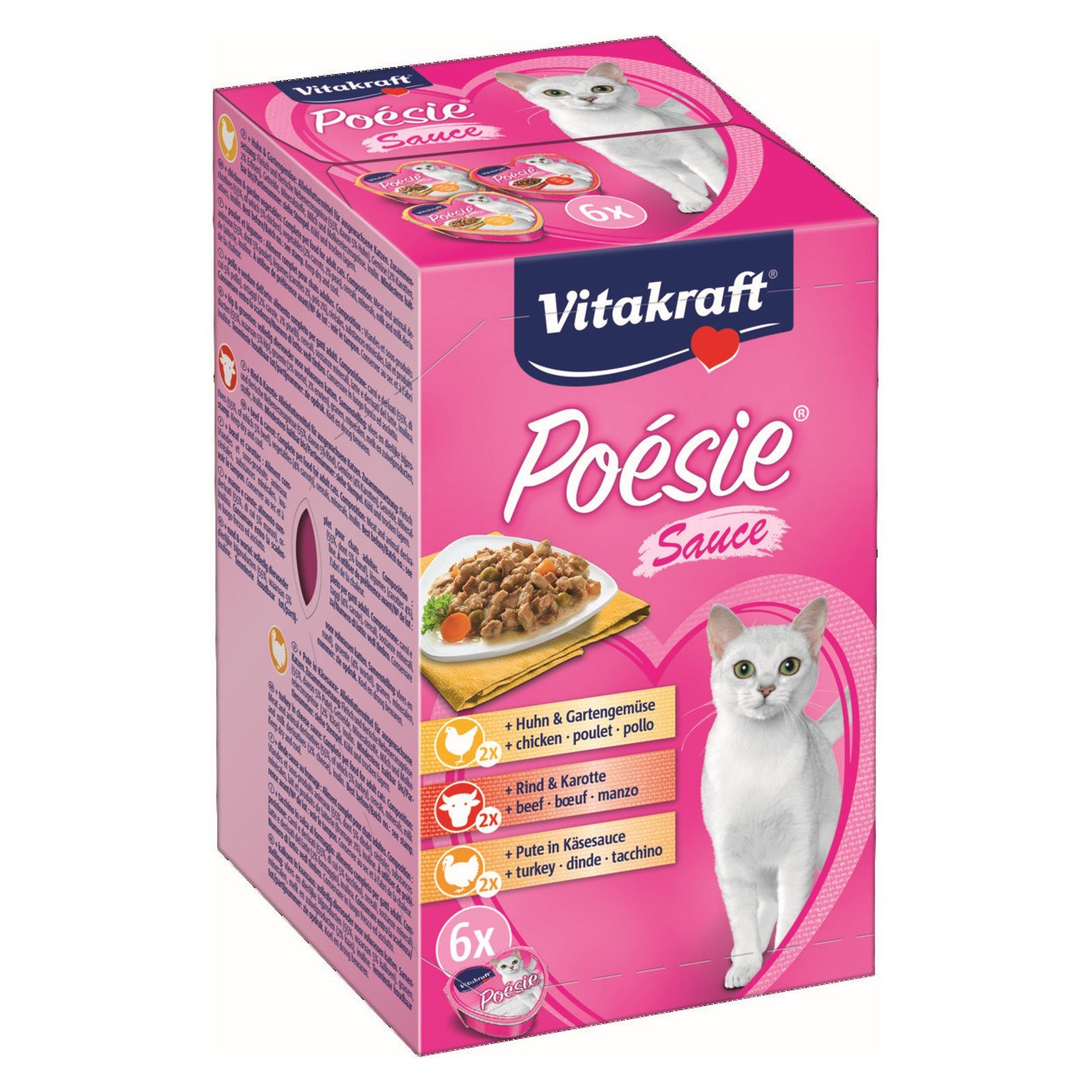 Vitakraft Katzenfutter Poesie Sauce, Multipack, 6 Schalen