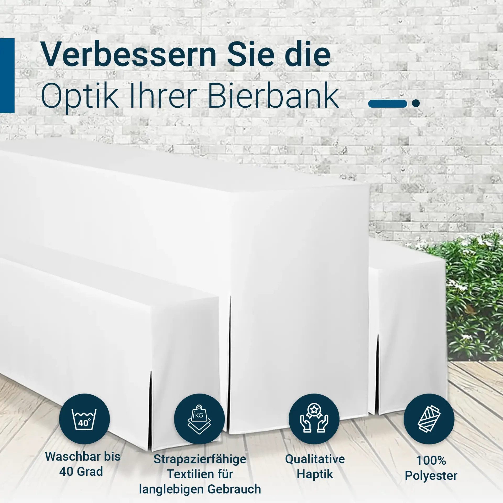 TexDeko Biertischhusse Biertischhussen Premium für Bierzeltgarnituren (nur Tisch), Länge & Breite: Nach Wahl, blickdicht & pflegeleicht