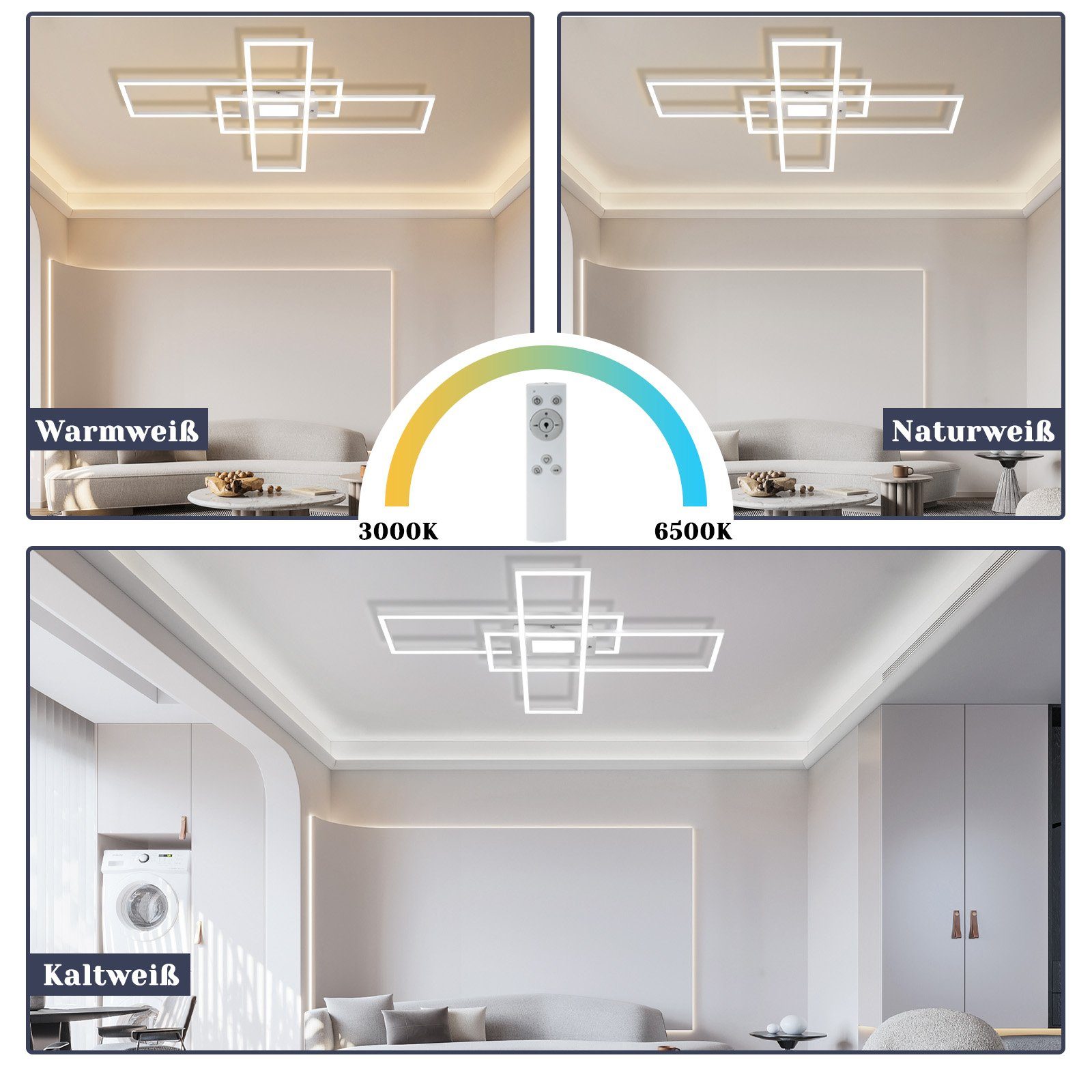 Nettlife LED Deckenleuchte Dimmbar Schwarz/Weiß Deckenlampe günstig online kaufen