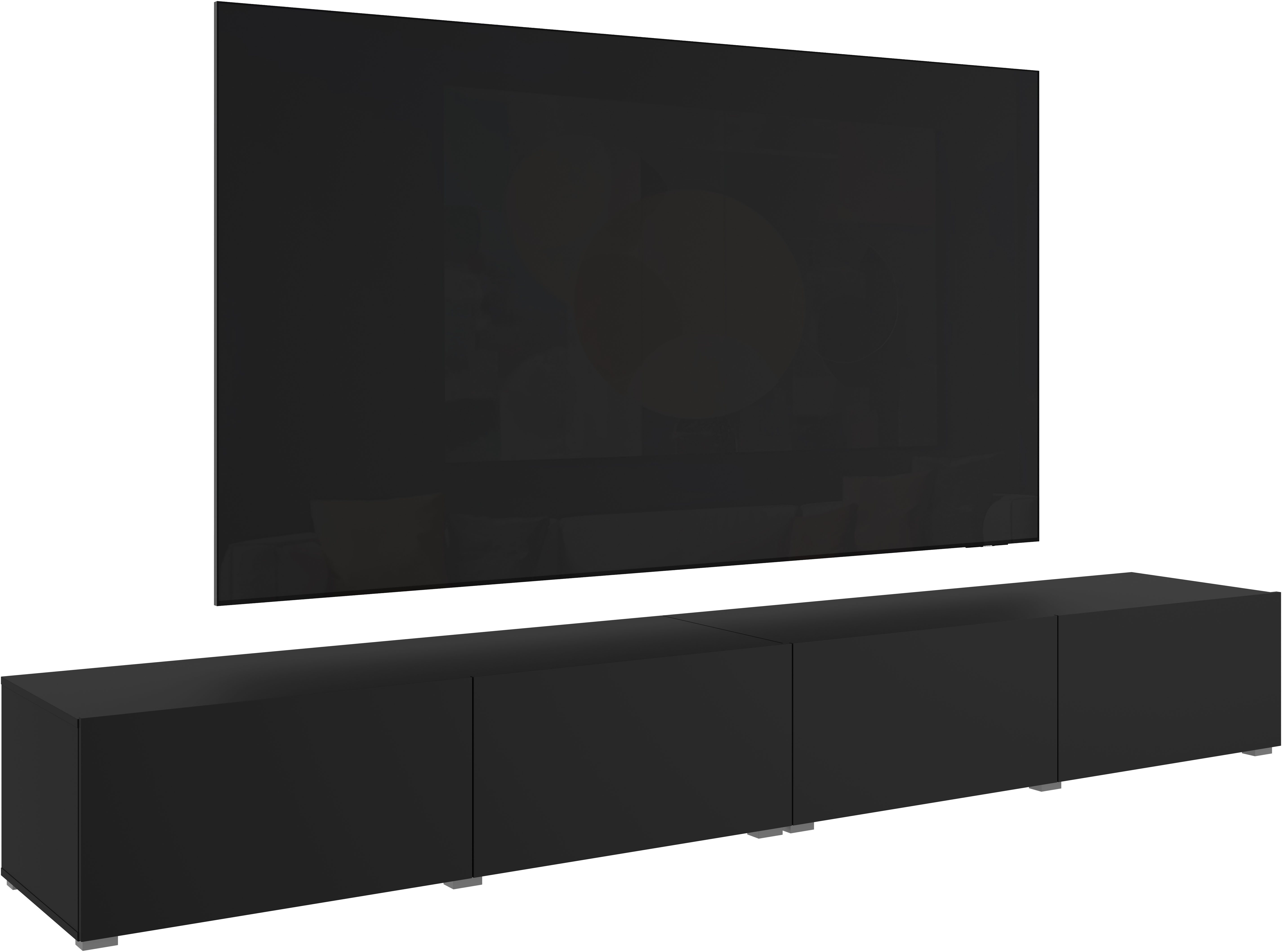 OTTO home Lowboard Denver Erlebe die Weltmeisterschaft im XXL-Format, Elegantes TV-Möbel 300 cm, speziell für bis zu 98-Zoll Fernseher