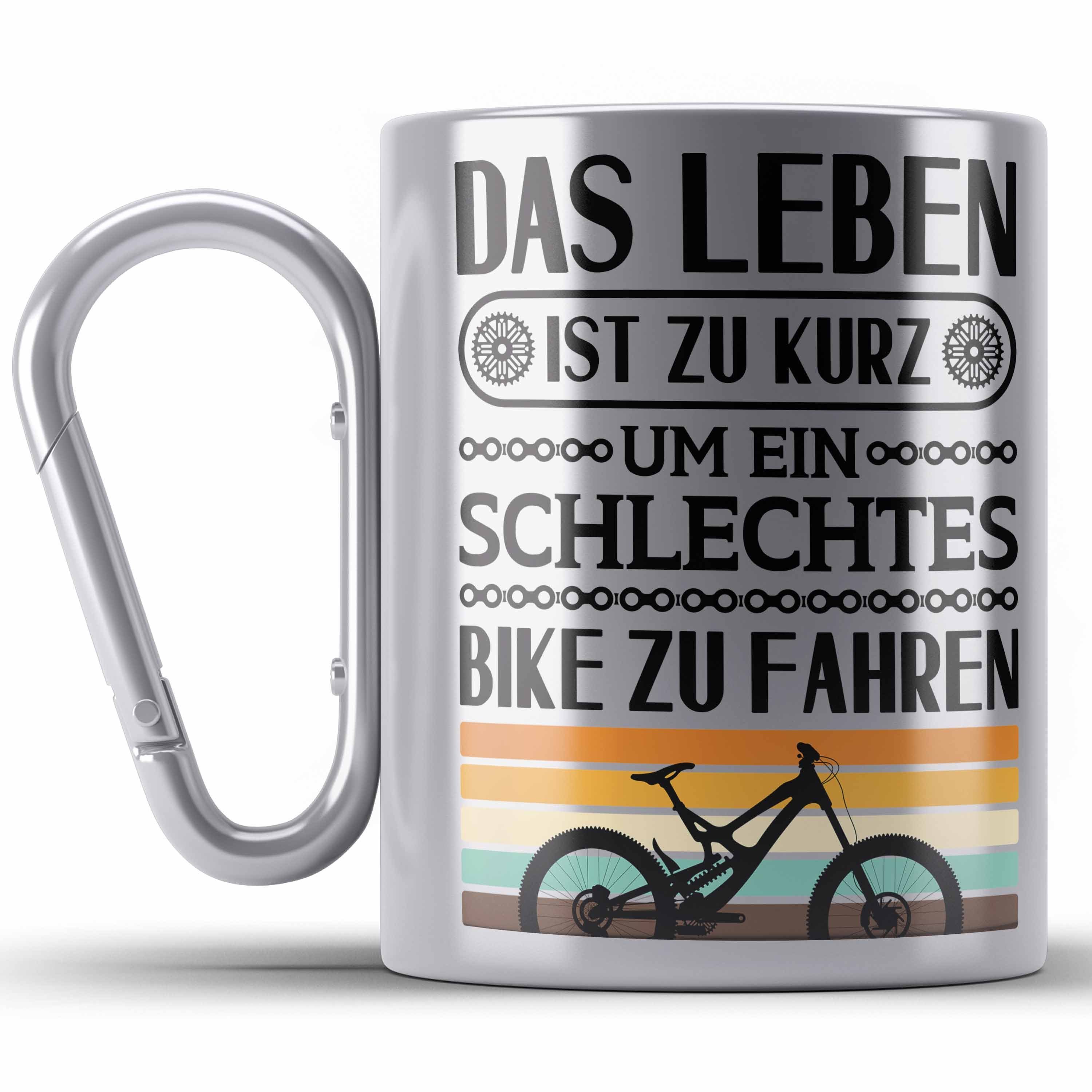 Trendation Thermotasse Fahrrad Radfahrer Geschenk Rennrad Bike Geschenkidee Edelstahl Tasse F Silber | Teetassen