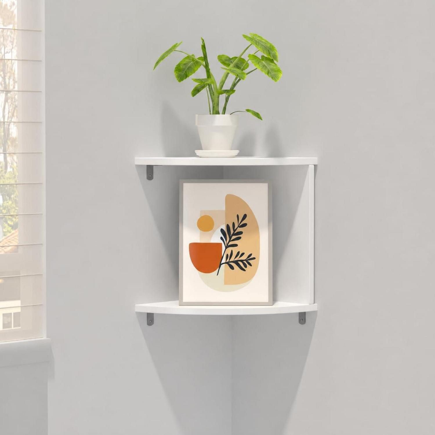 LuxusKollektion Eckregal Wandregal 2-Tier Eckregal Weiss, 1-tlg.