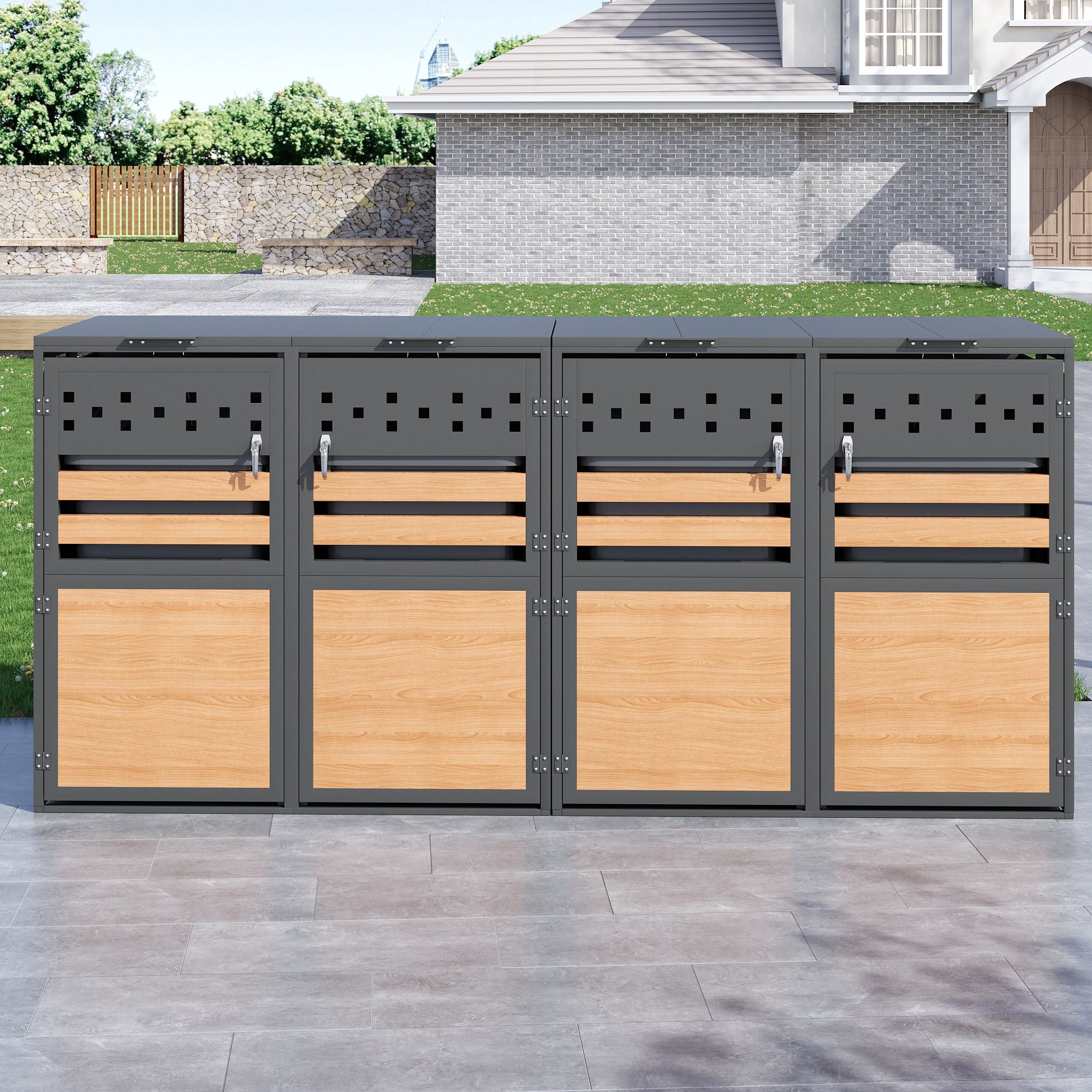 Mülltonnenbox mit Klappdeckel,trash storage compartments,Abschließbar