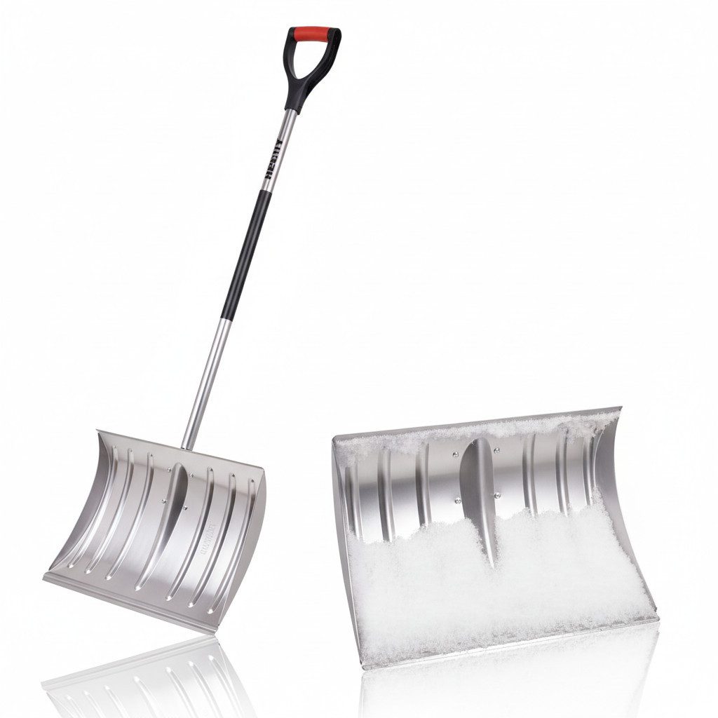 Hecht Schneeschieber Schneeschaufel Aluminium leichtgewichtig, 46 cm Arbeitsbreite, mit 108 cm langem Stiel, Robuste Profilkante, D-Gummigriff