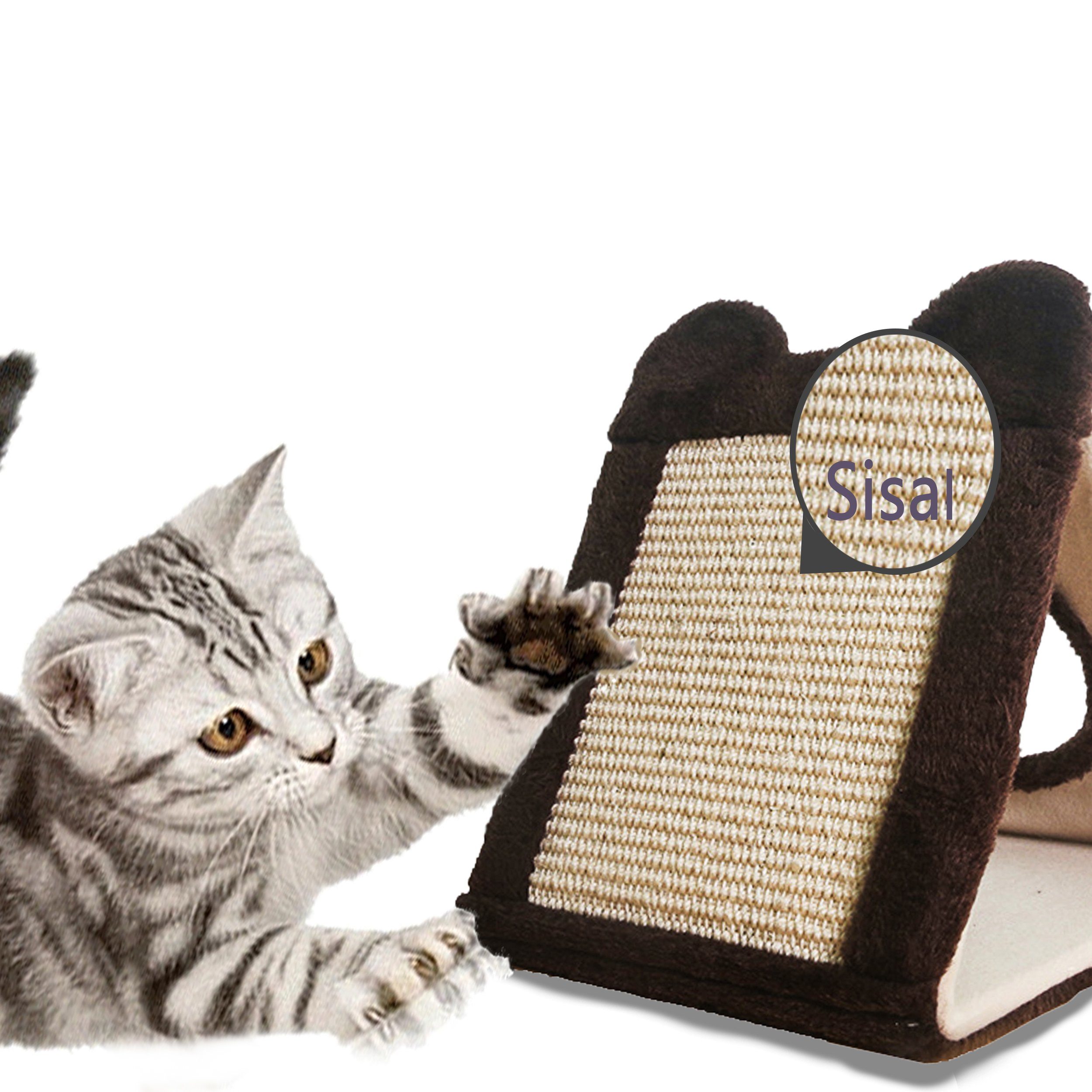 PeTraum Tier-Intelligenzspielzeug 2-in-1 Katzenspielzeug Set, Katzenzauberstab und Kratzbrett, Sisal