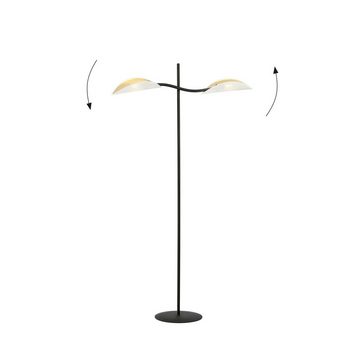 Licht-Erlebnisse Stehlampe BECKA, ohne Leuchtmittel, Metall Stoff E14 150 cm in Schwarz Weiß Gold 2-flammig Modern