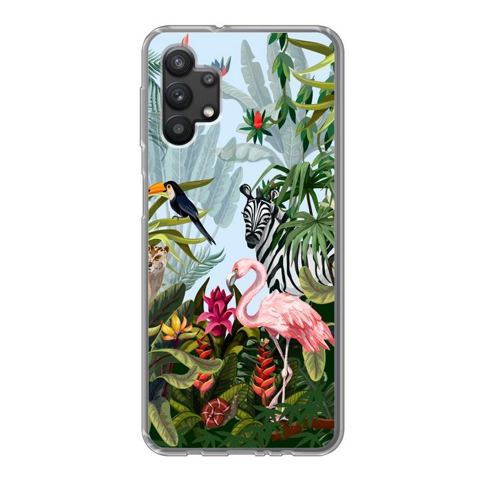 MuchoWow Handyhülle Dschungel - Natur - Jungen - Mädchen - Kinder - Zebra - Flamingo Handyhülle Samsung Galaxy A32 5G Smartphone-Bumper Print Handy