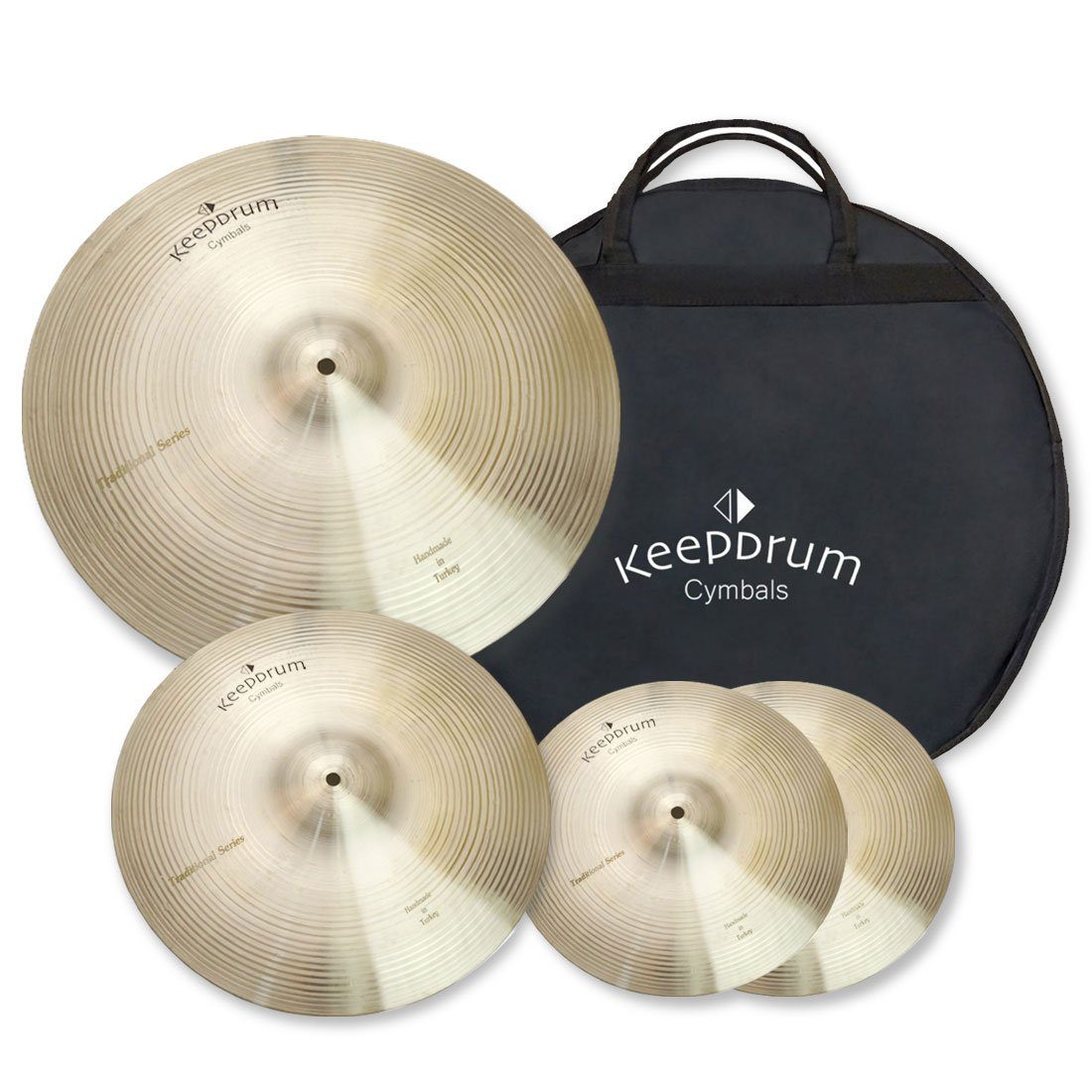 Schlagzeug keepdrum Traditional Becken-Set 14/16/20/Bag