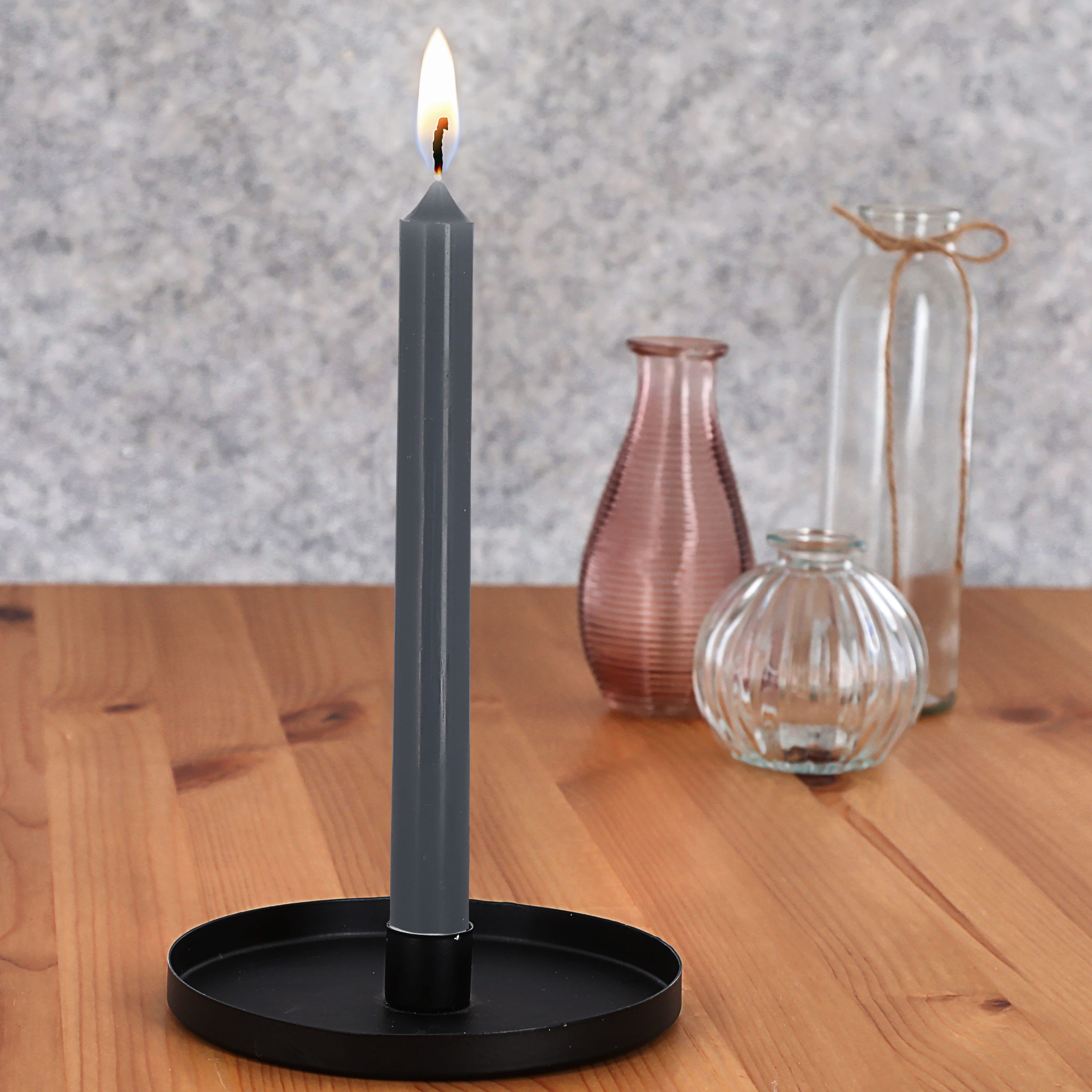 CEPEWA Tafelkerze Stabkerze 20er Set grau 2x25cm Paraffin Dekokerze Kerze glänzend