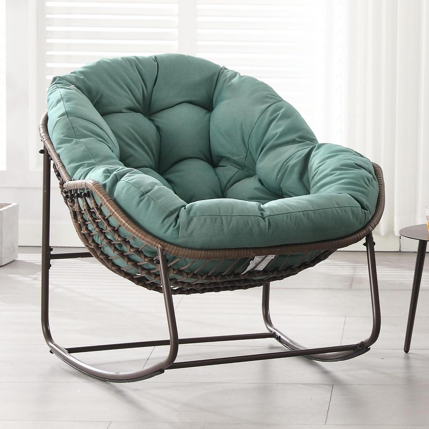 LuxusKollektion Schaukelsessel Schaukelstuhl Papasan Ei Outdoor Patio Kissen Grasgrün 1 Stück