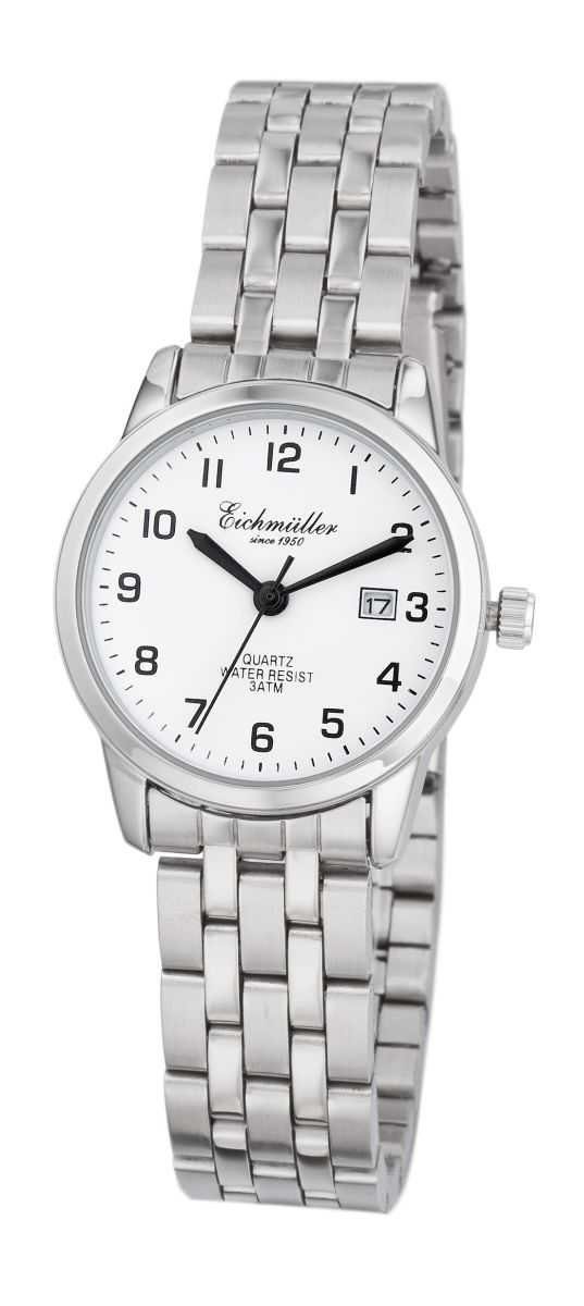 Eichmüller Quarzuhr 28 Damenuhr Weiss mm 7031-01 Metallband