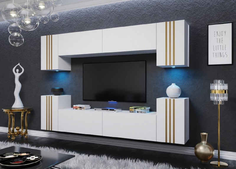 ROYAL24_MARKT Wohnwand - 2024 Luxus erleben / Beste Materialien für stilvolle Wohnzimmer., (Komplett Set, 8-St., Premium - LOVBO), Top-Design - Hochwertige Ausführung - Neu 2024'