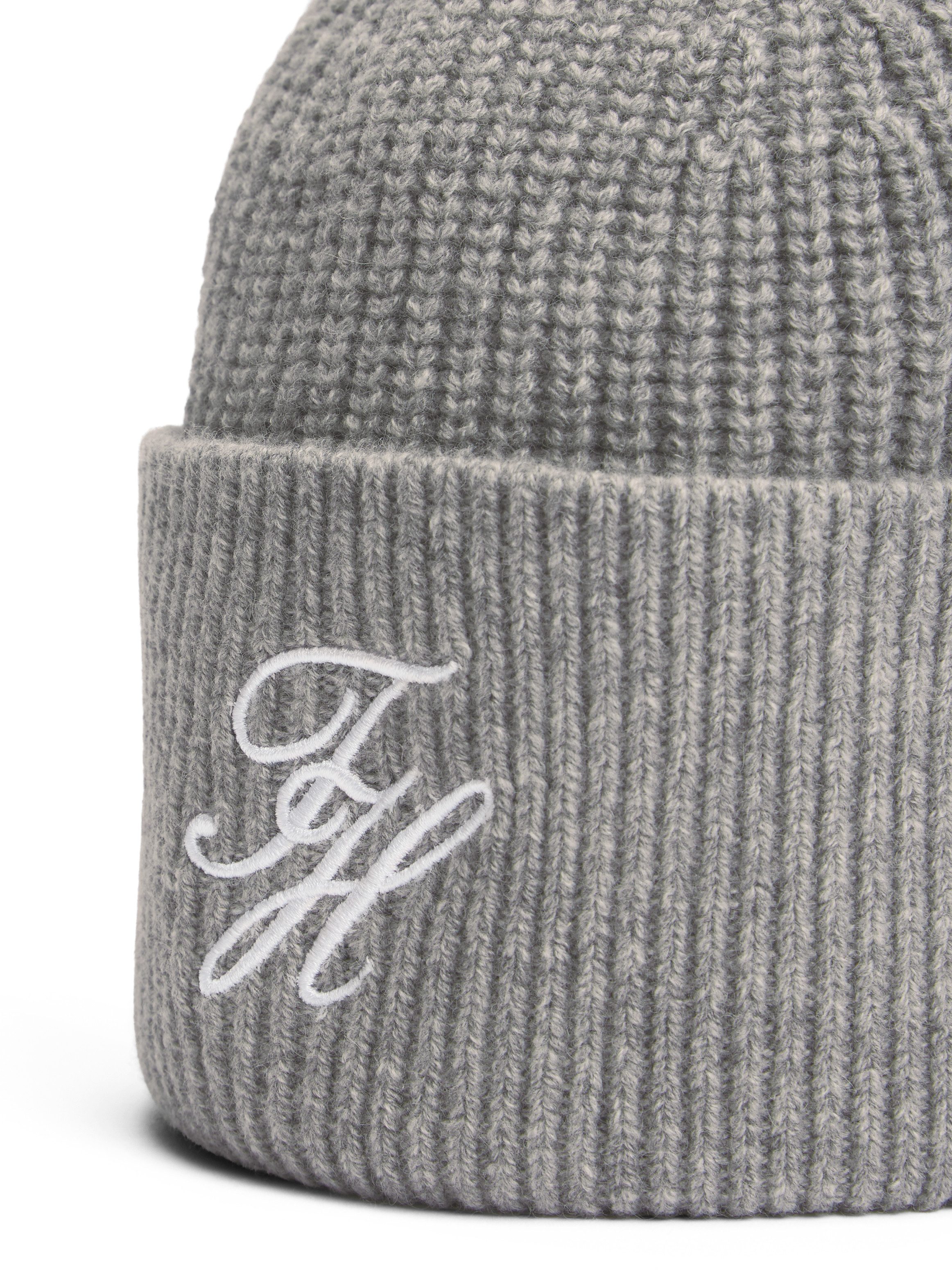 Tommy Hilfiger Beanie TOMMY SCRIPT CASHMERE aus Kaschmirmix mit gesticktem Logo, Maße 21 x 24,5 cm