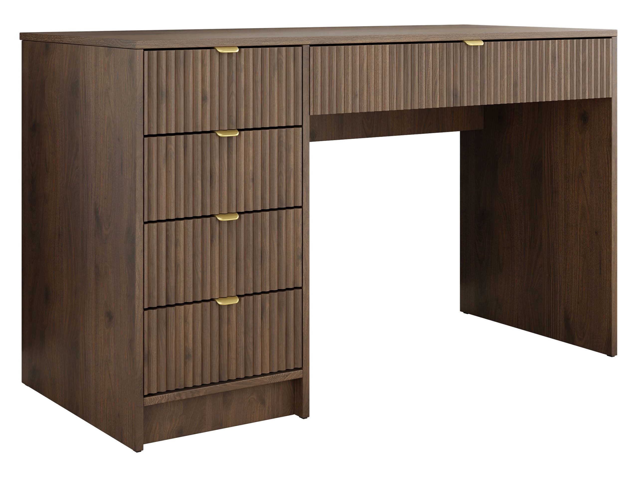 MIRJAN24 Schminktisch Tireno (5-Schubladen), Aluminiumgriffe in der Farbe Gold, Schreibtisch universell