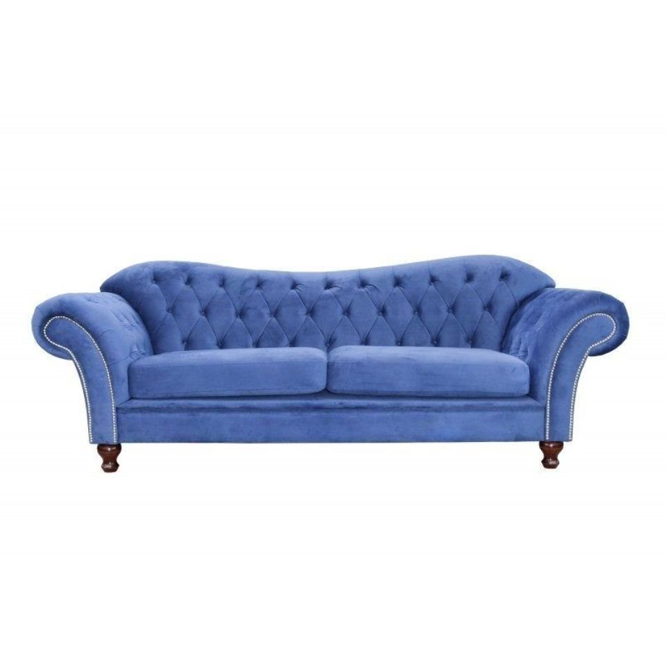 JVmoebel Sofa Moderner Blauer Chesterfield Dreisitzer 3-Sitzer Luxus Möbel Neu, Made in Europe