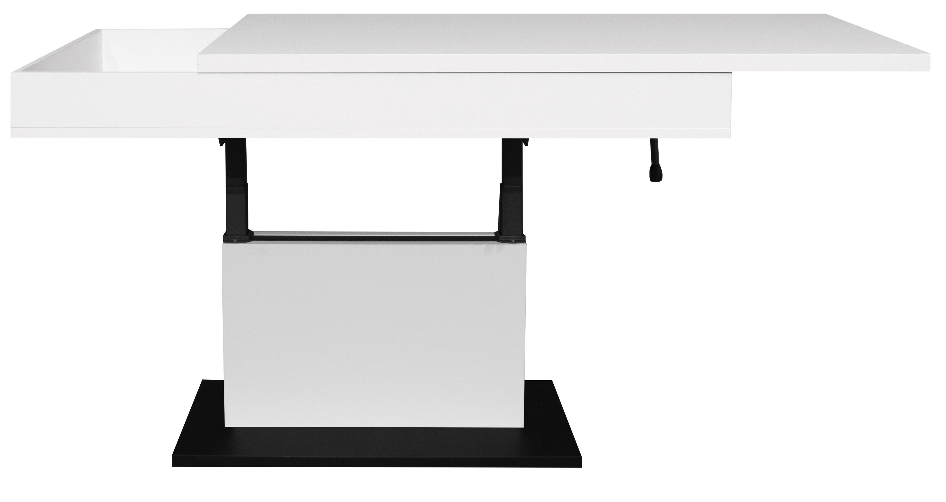 freiraum Couchtisch Lift, höhenverstellbar bis 77cm, weiss / schwarz - 110x58/77x60cm (BxHxT)
