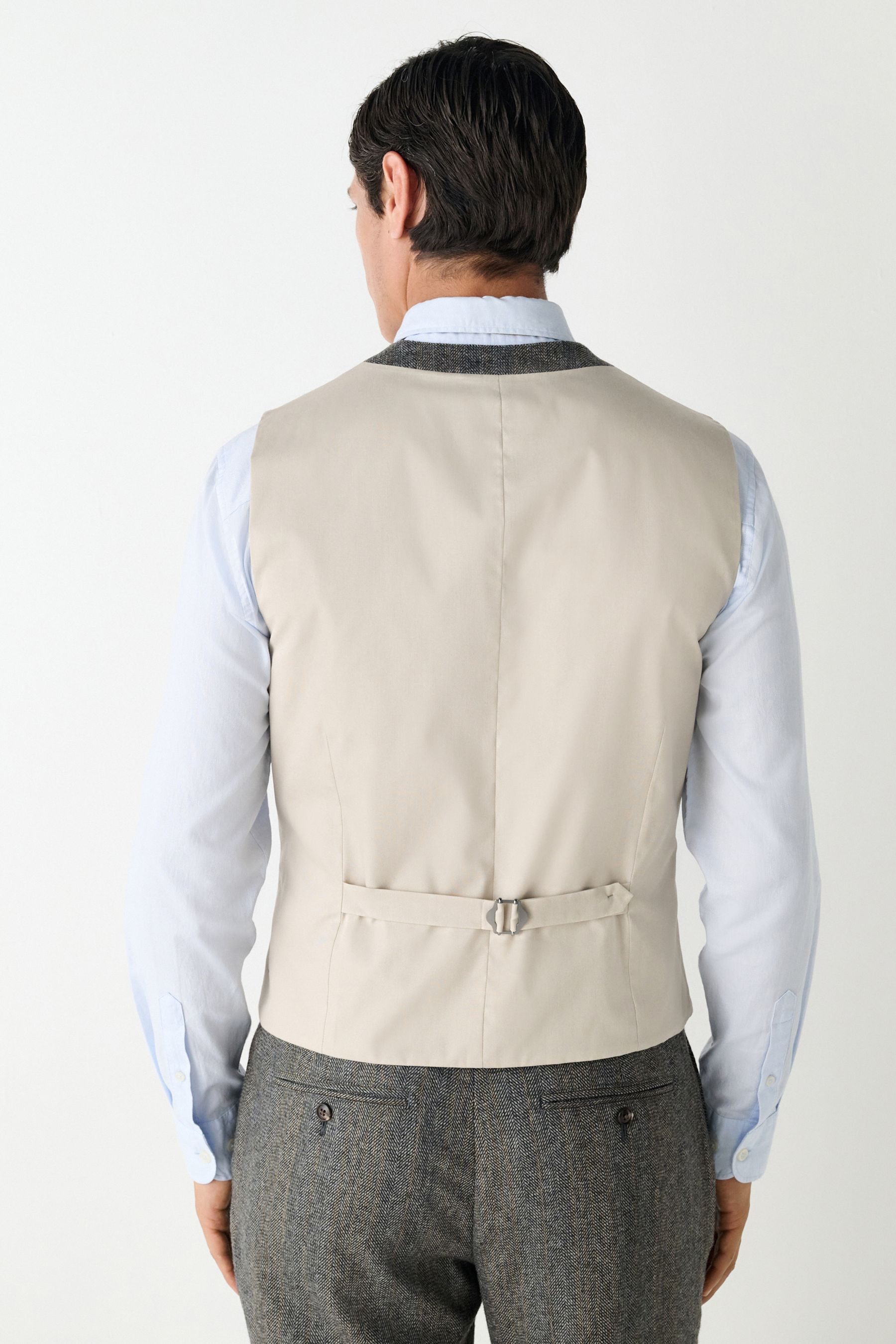 Next Anzugweste Slim Fit Anzugweste mit Fischgrätstreifen (1-tlg)