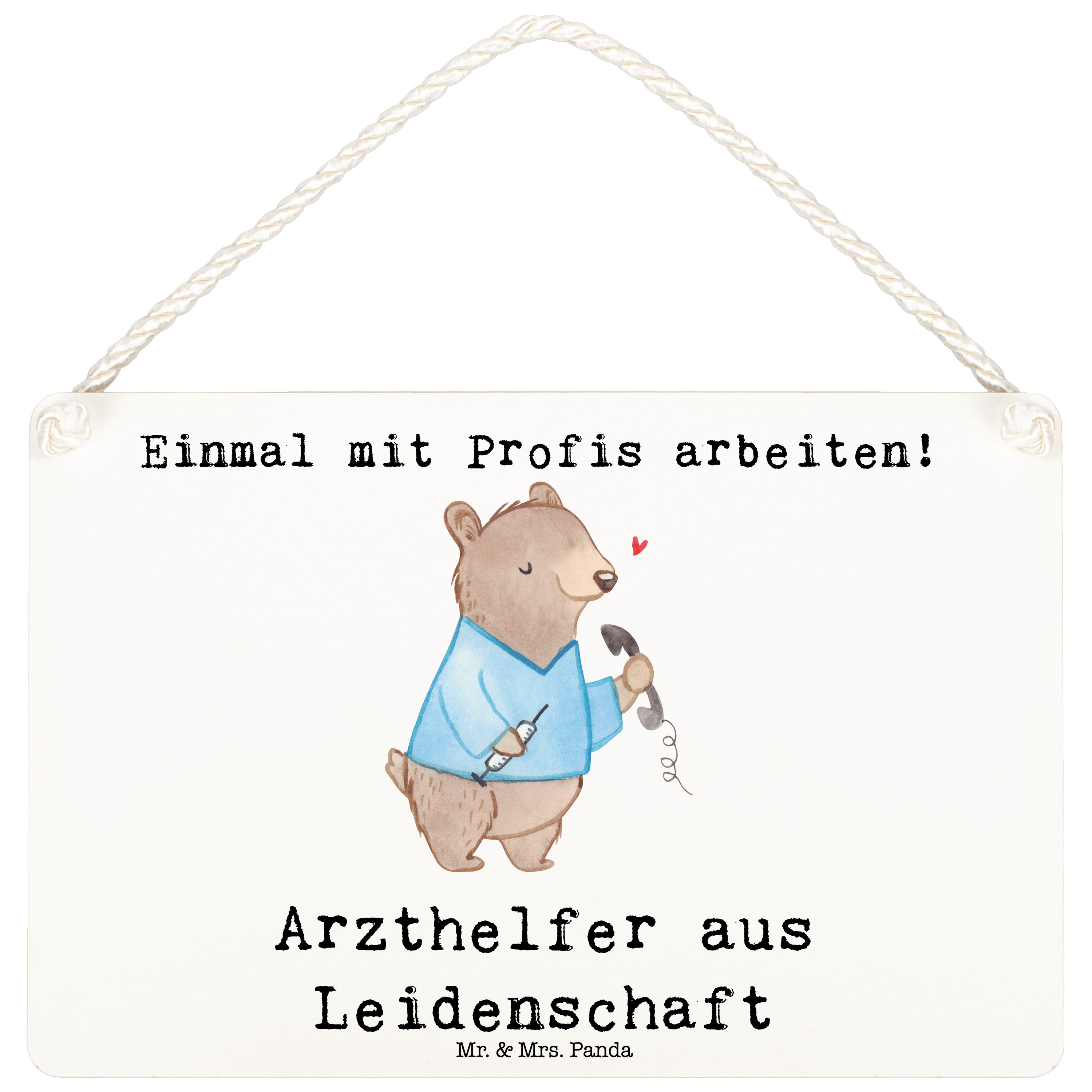 Mr. & Mrs. Panda Hinweisschild DIN A6 Arzthelfer Leidenschaft Weiß Geschenk, krank, Hausarzt