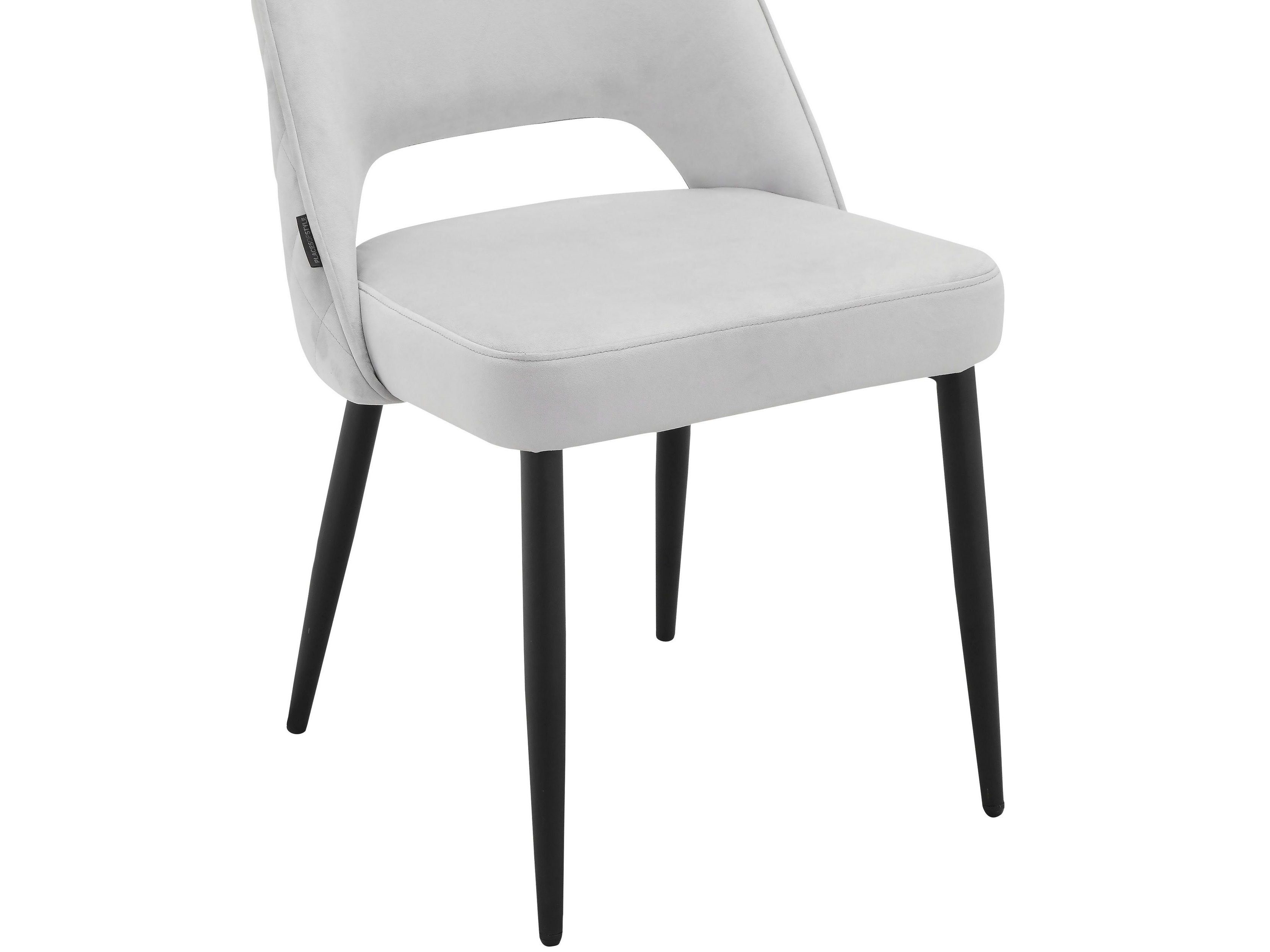 Katy Sitzhöhe Samtoptik, (Set, | Metallgestell, 48,5 grau in Esszimmerstuhl 2 loft24 Bezug St), grau cm