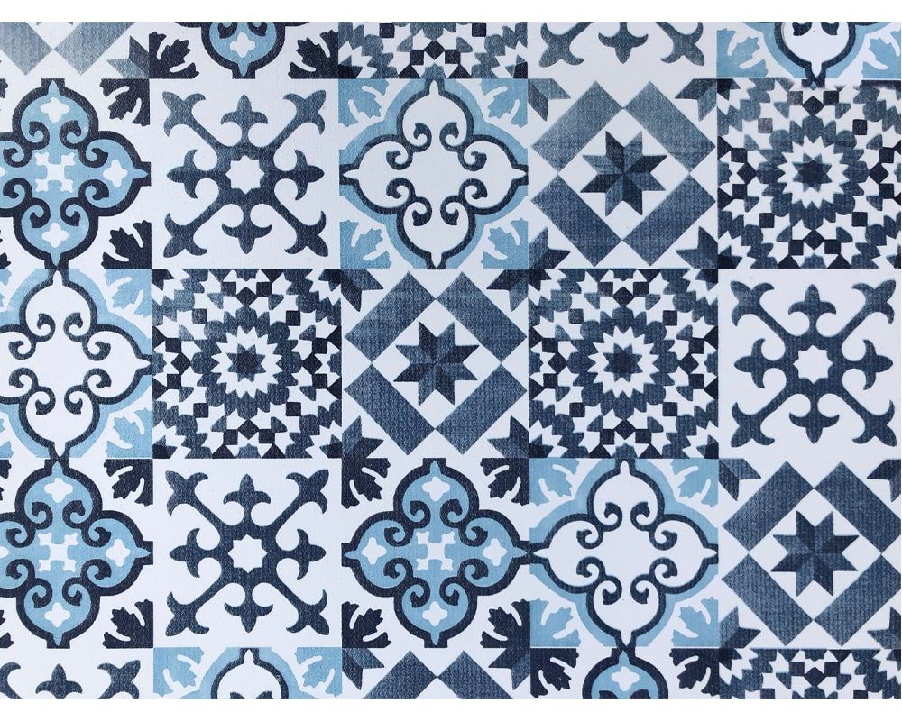 Fußmatte SOFT VINTAGE Bodenbelag Kachel Polyester blau weiß 65x100 cm, matches21 HOME & HOBBY, rechteckig, Höhe: 2.2 mm